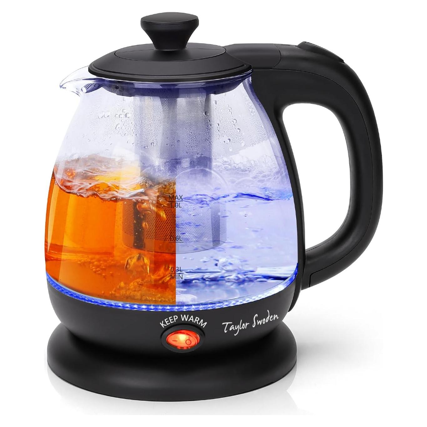 Hervidor Eléctrico Taylor Swoden 1L con Infusor de Té y Luz LED