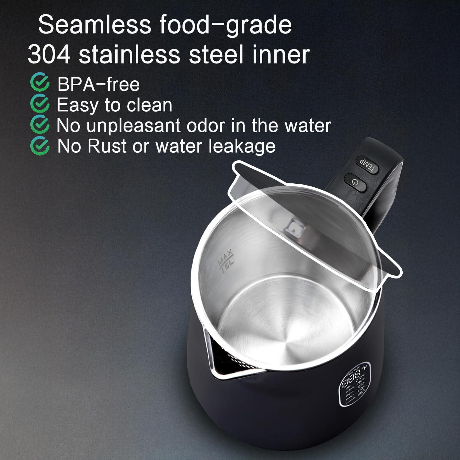 Hervidor Eléctrico QUAXWELL 1.5L Doble Pared 1500W Negro