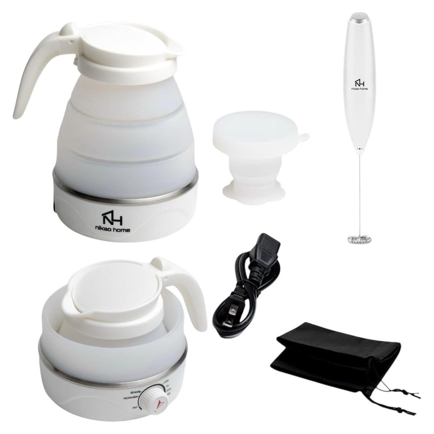 Hervidor Eléctrico Plegable Nikao Home con Espumador y Taza