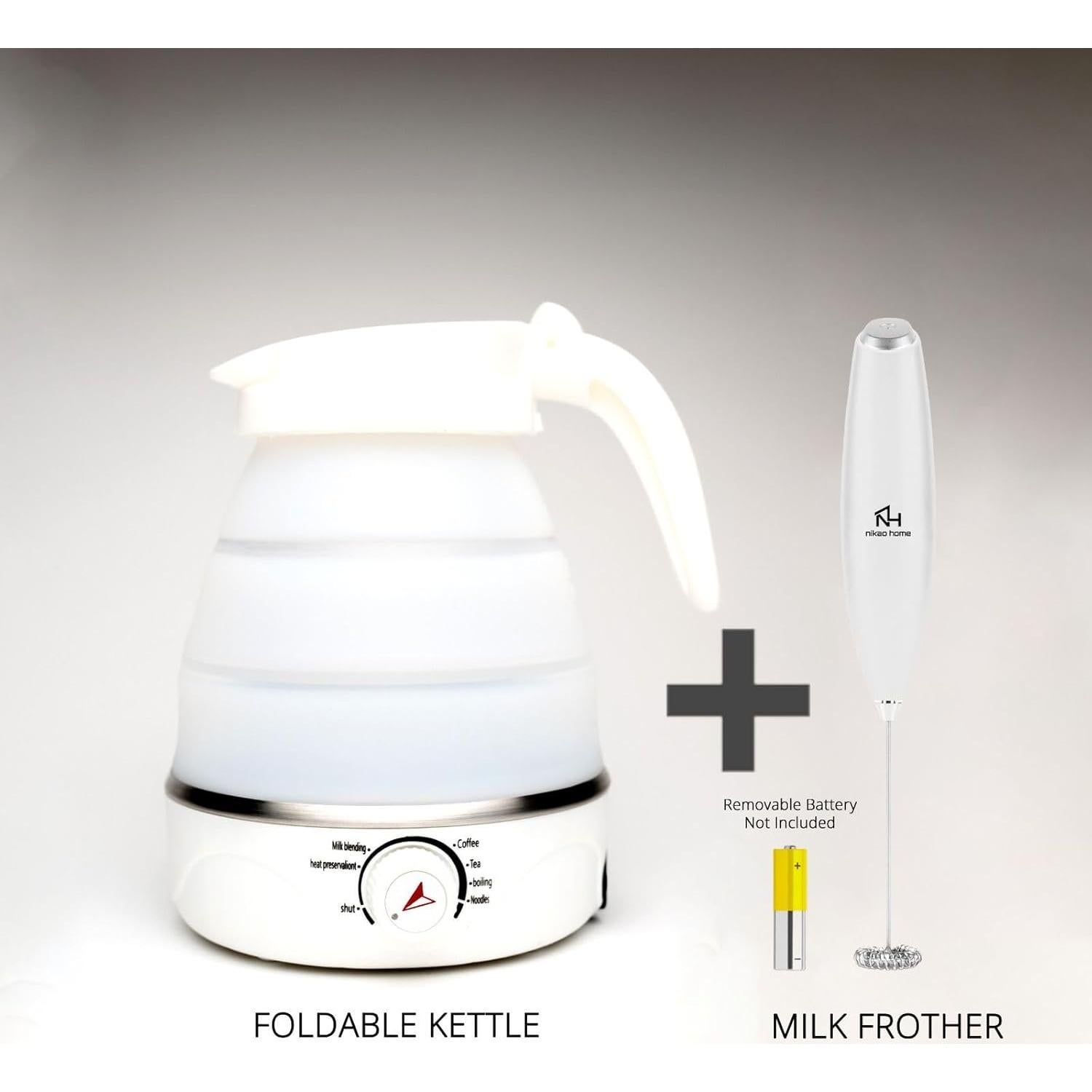Hervidor Eléctrico Plegable Nikao Home con Espumador y Taza