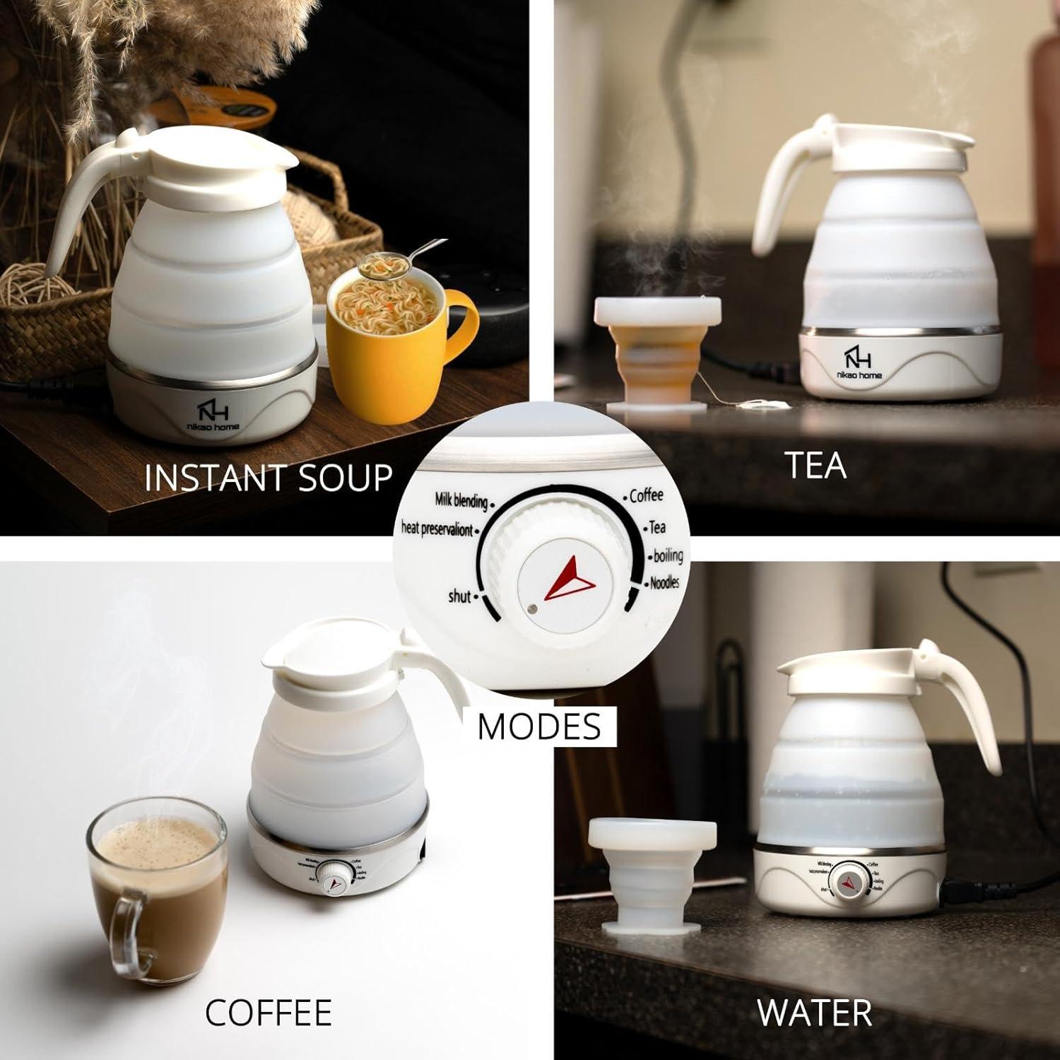 Hervidor Eléctrico Plegable Nikao Home con Espumador y Taza