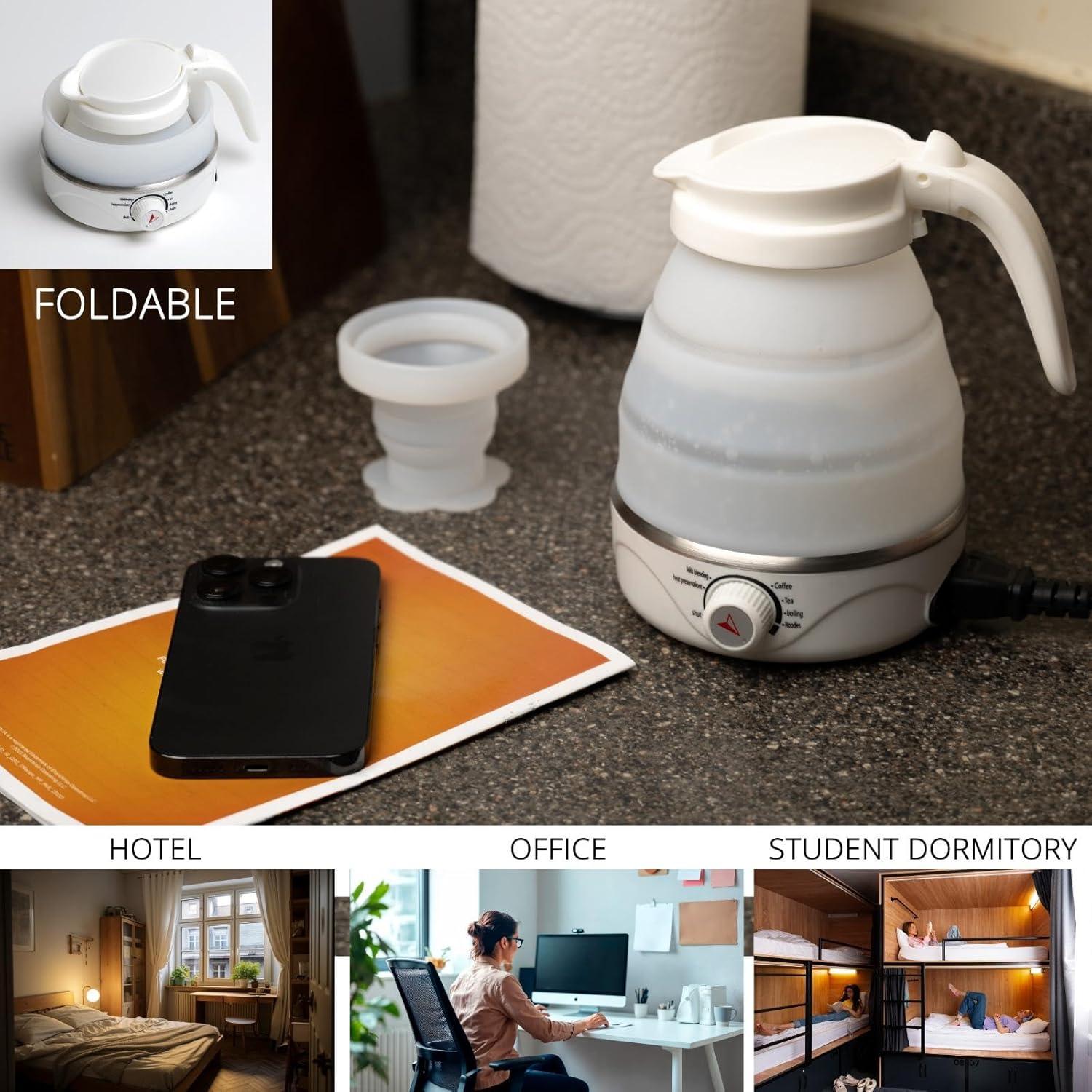 Hervidor Eléctrico Plegable Nikao Home con Espumador y Taza