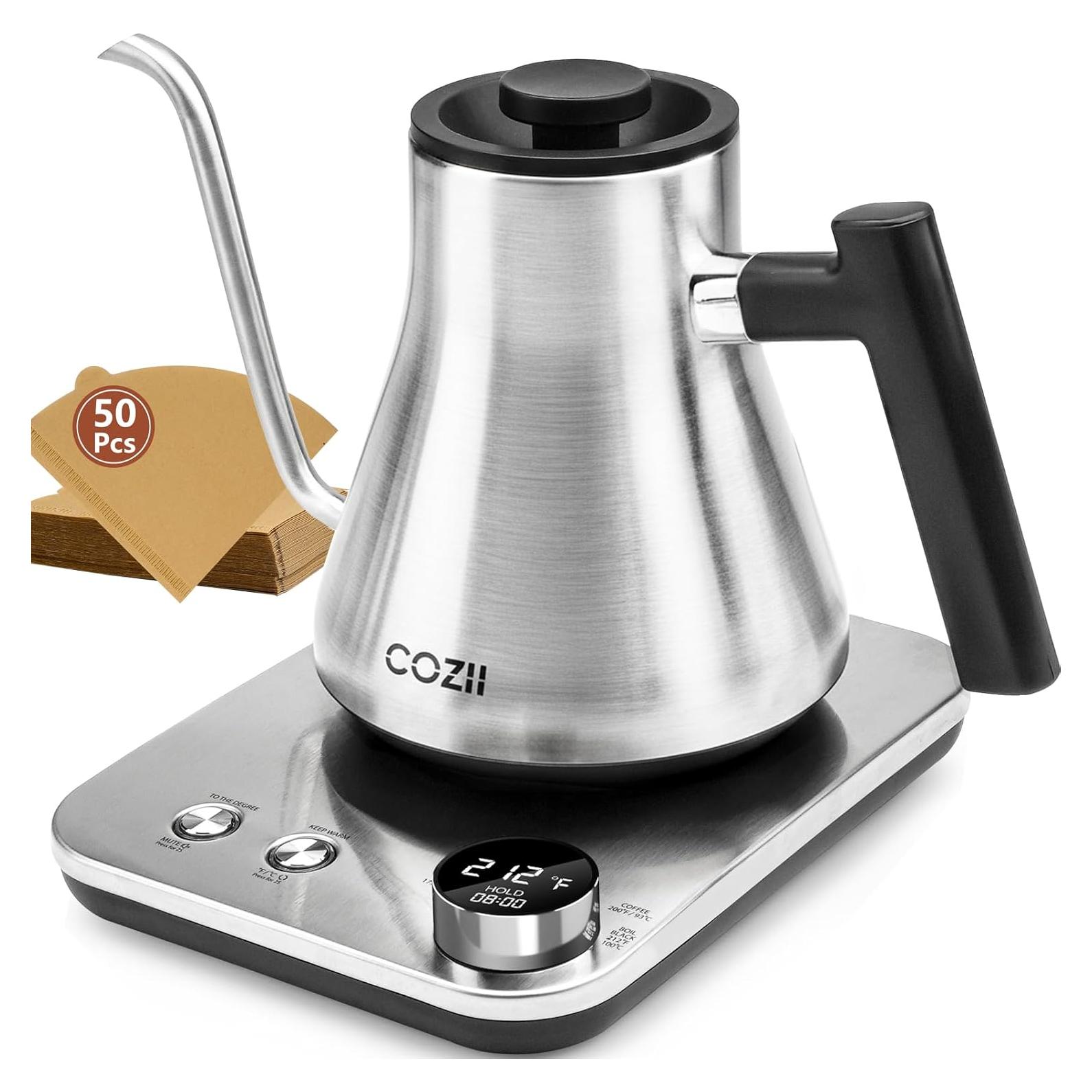 Hervidor Eléctrico COZII Cuello de Ganso 0.9L 1200W Plata