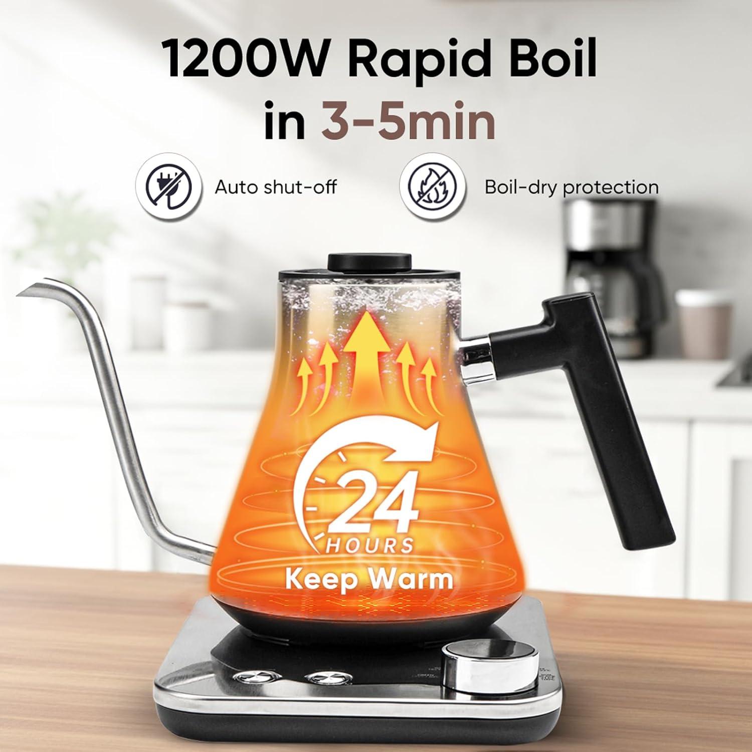 Hervidor Eléctrico COZII Cuello de Ganso 0.9L 1200W Plata