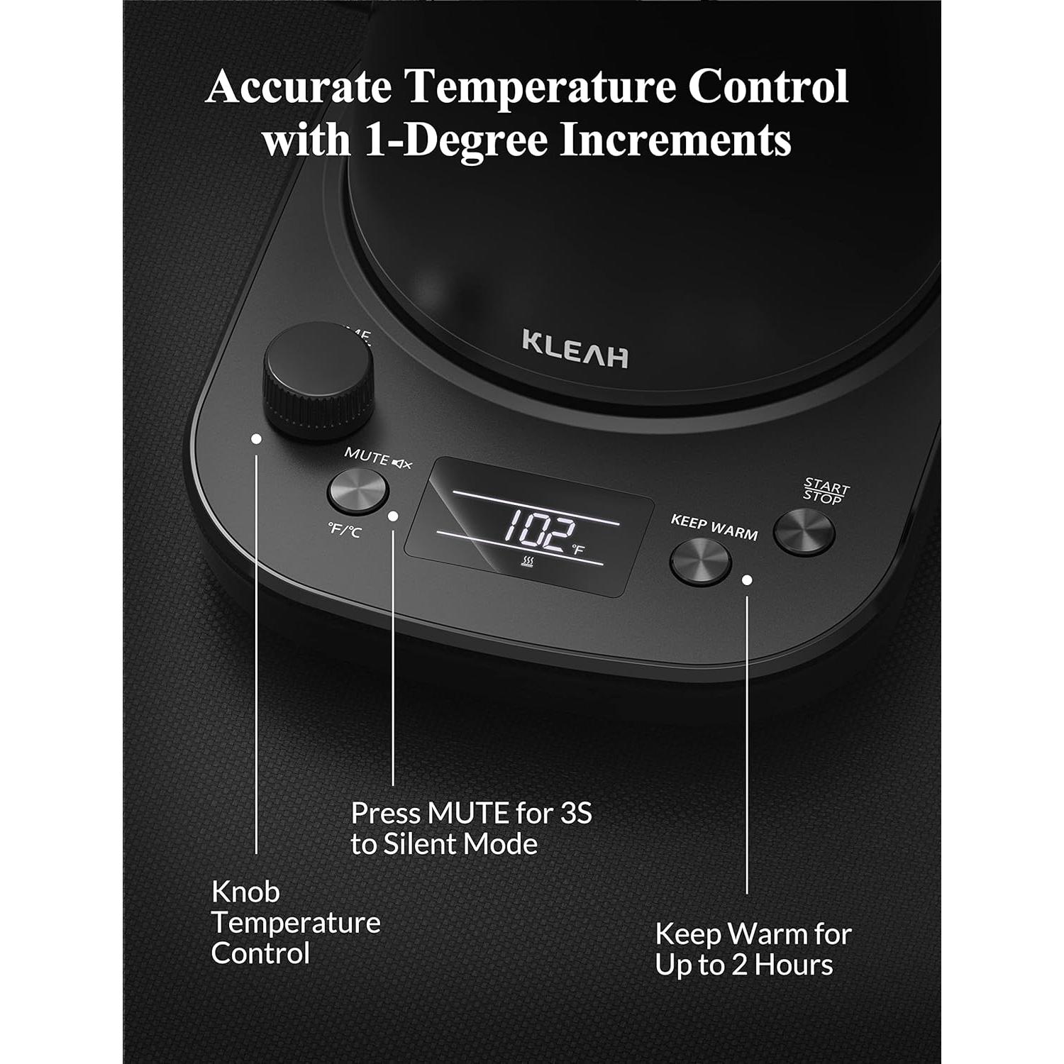 Hervidor Eléctrico KLEAH Cuello de Ganso 0.8L Control Temperatura