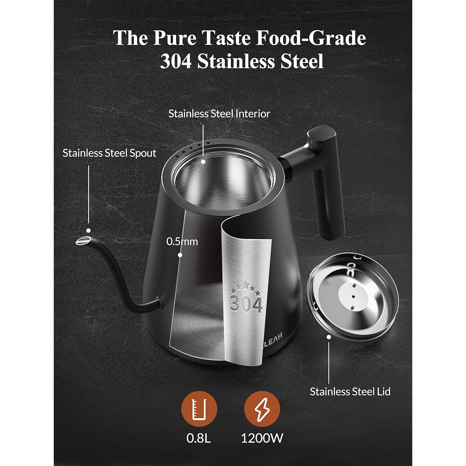 Hervidor Eléctrico KLEAH Cuello de Ganso 0.8L Control Temperatura