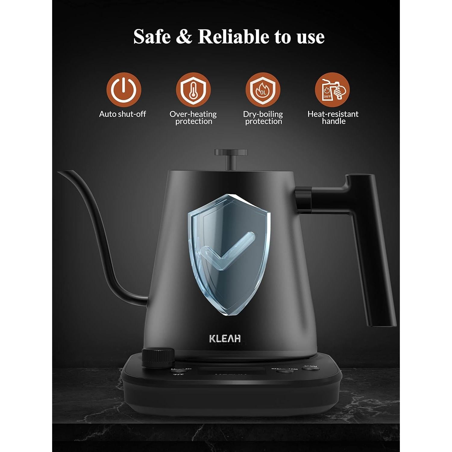 Hervidor Eléctrico KLEAH Cuello de Ganso 0.8L Control Temperatura