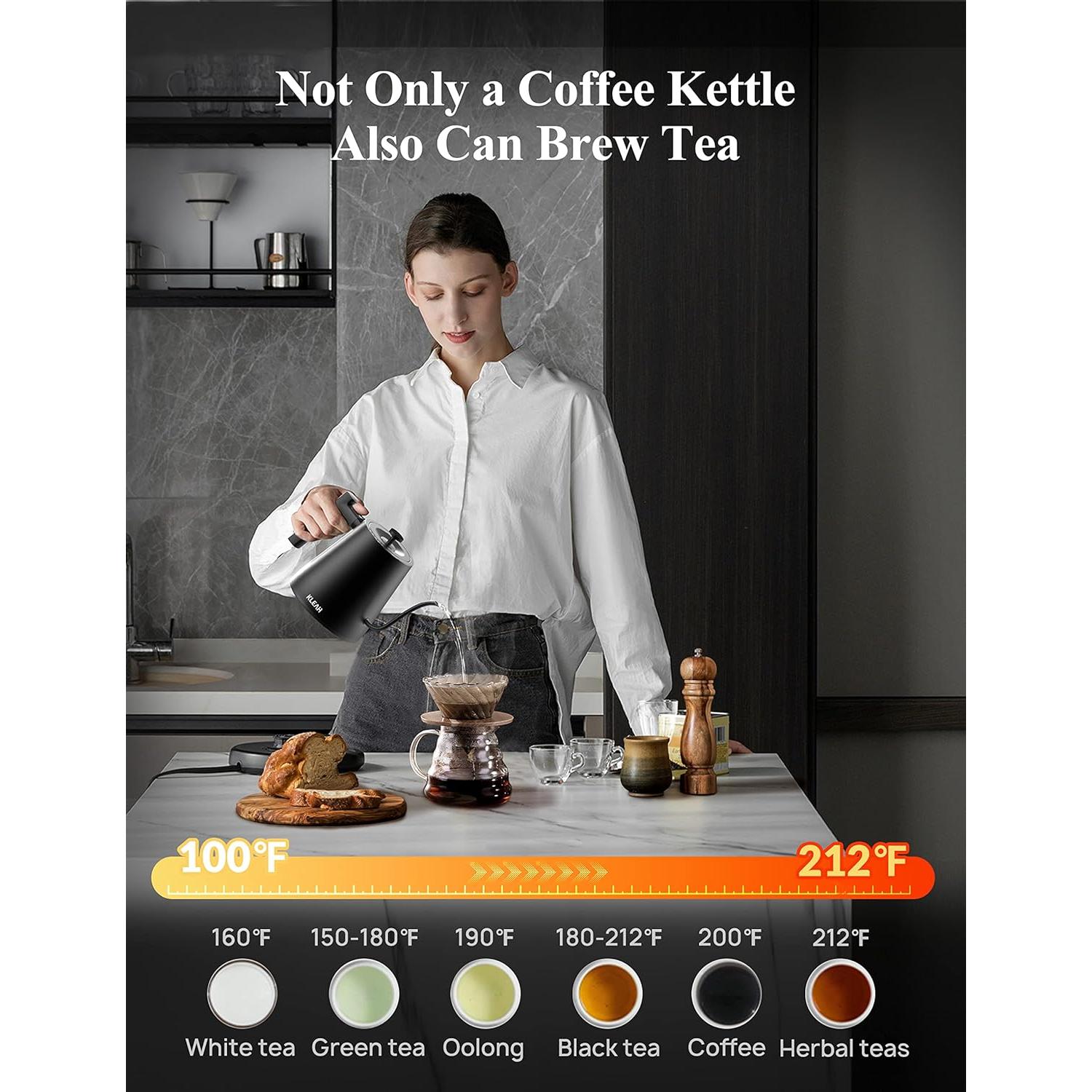 Hervidor Eléctrico KLEAH Cuello de Ganso 0.8L Control Temperatura