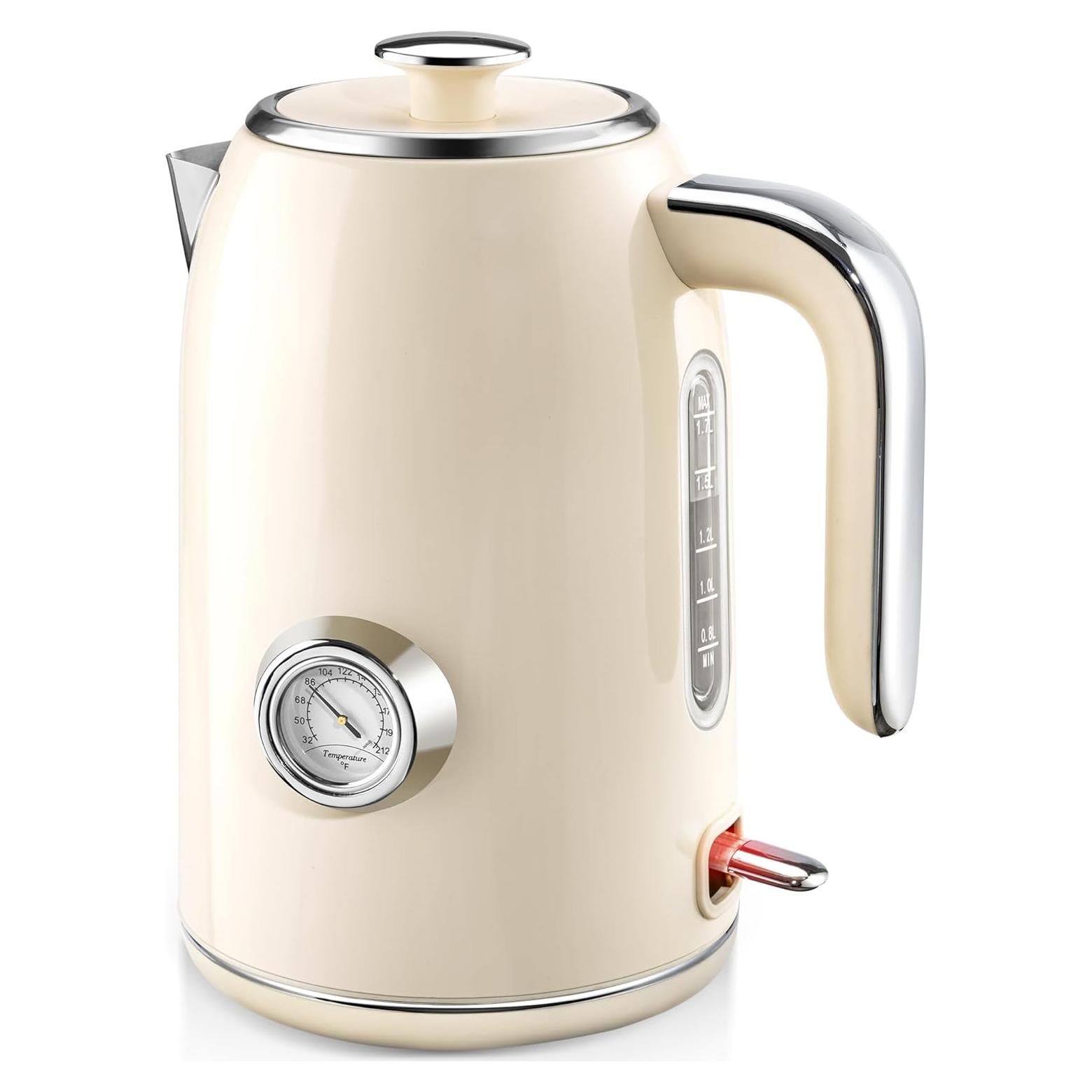 Tetera eléctrica PUKOMC 1.7L acero inoxidable 1500W beige