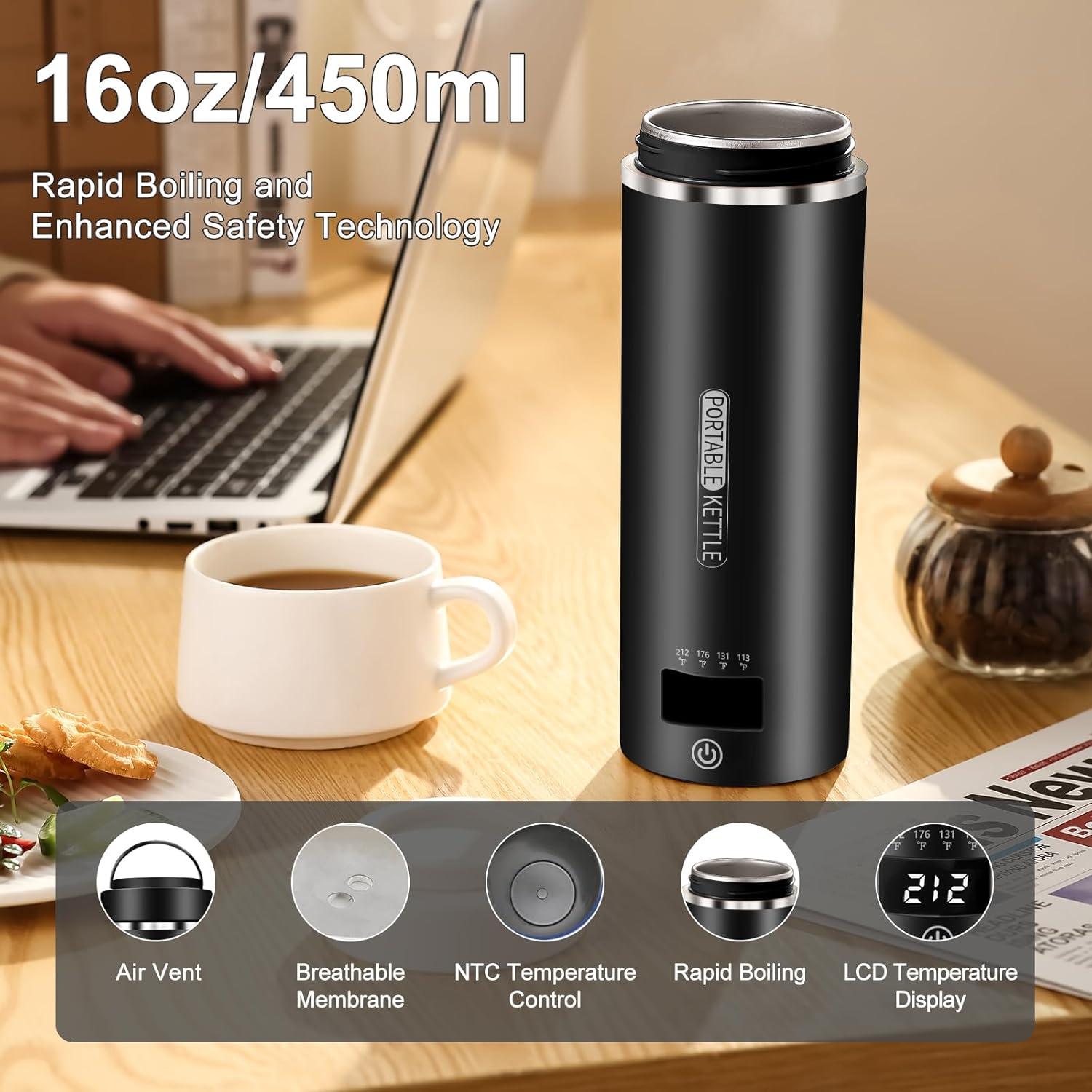 Hervidor Eléctrico de Viaje JEKABA 0.65kg 4 Temperaturas Negro