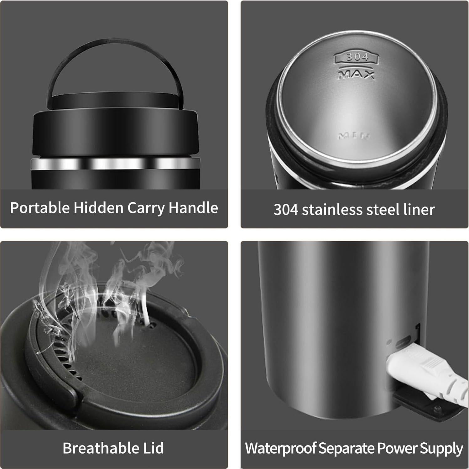 Hervidor Eléctrico de Viaje JEKABA 0.65kg 4 Temperaturas Negro