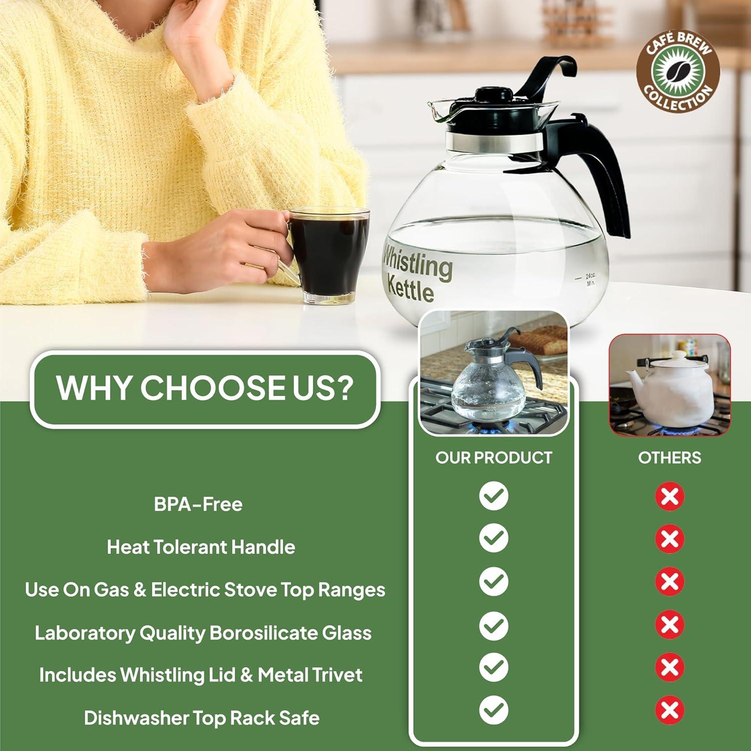 Hervidor de Té Silbante COLECCIÓN CAFÉS BREW 1.42L Vidrio