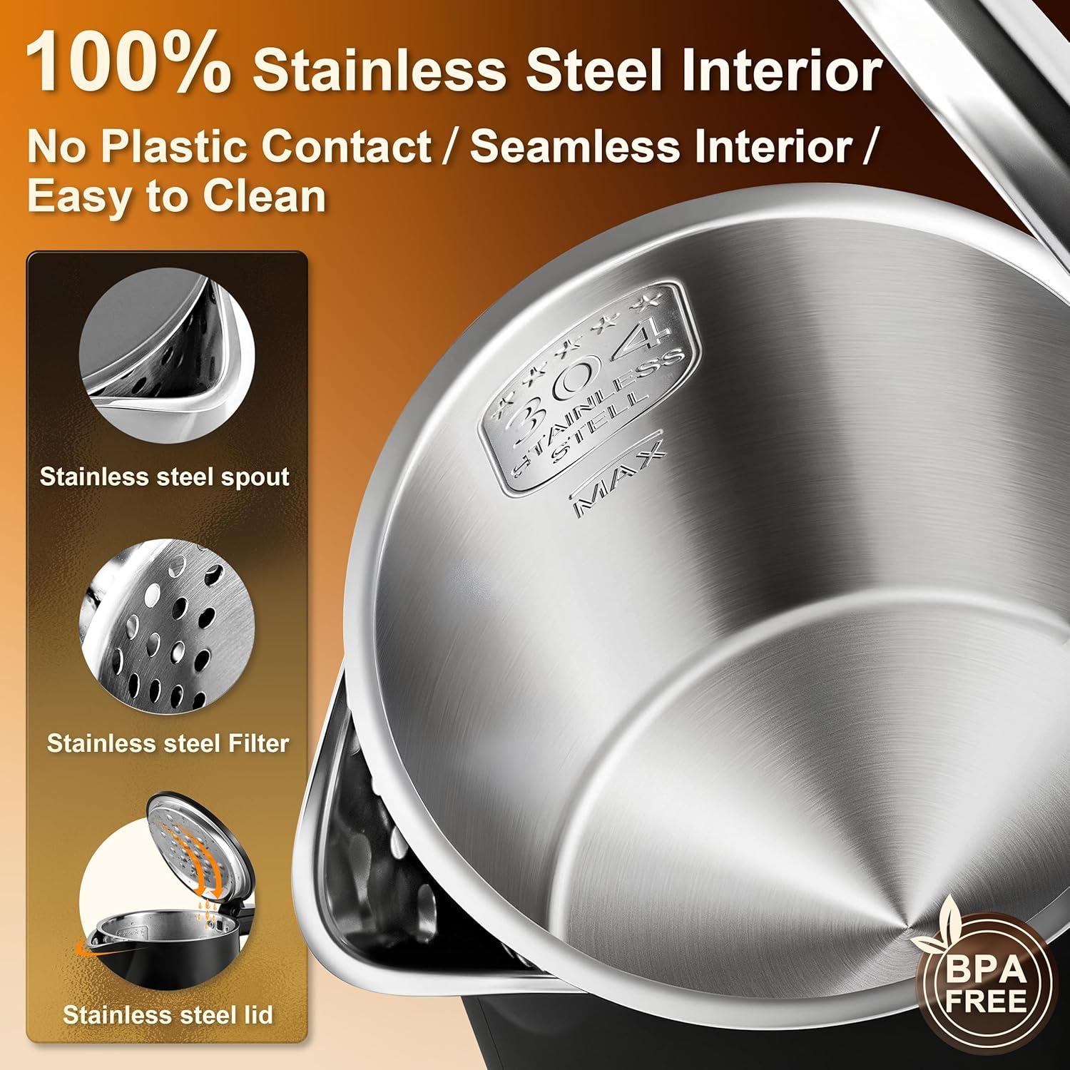 Hervidor Eléctrico Dezin 0.8L Acero Inoxidable Doble Pared