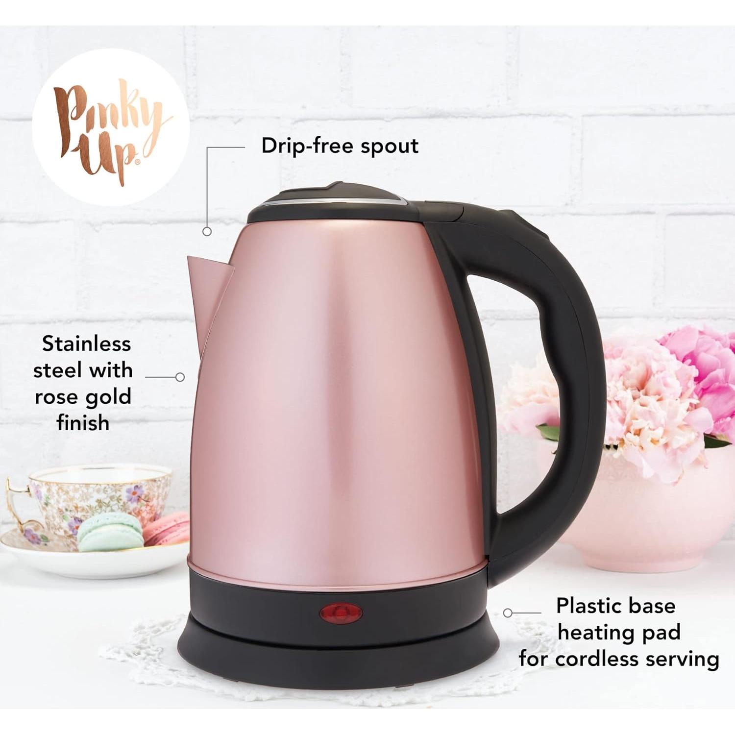 Hervidor Eléctrico de Té Pinky Up Parker 1.65L Acero Inoxidable Oro Rosa