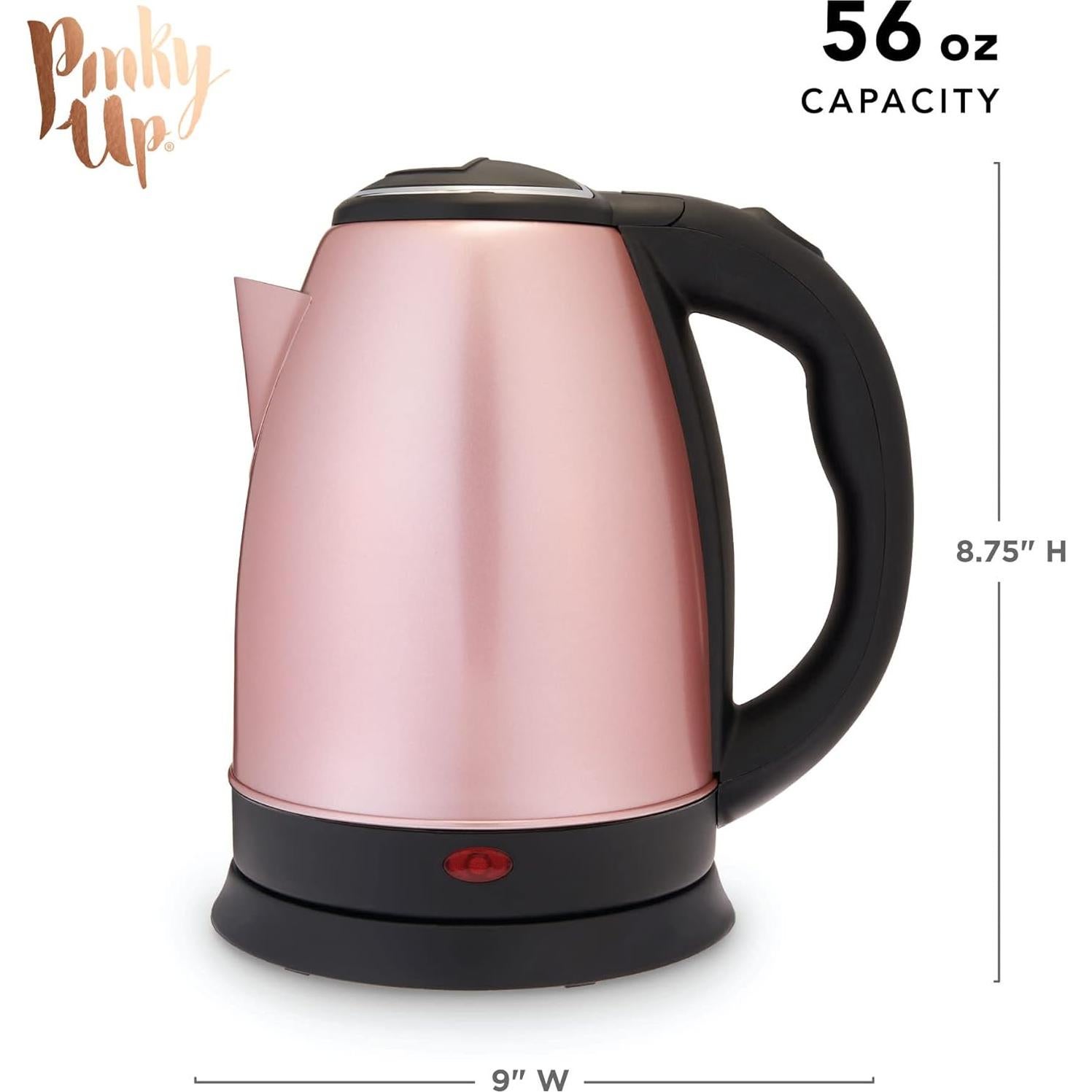 Hervidor Eléctrico de Té Pinky Up Parker 1.65L Acero Inoxidable Oro Rosa