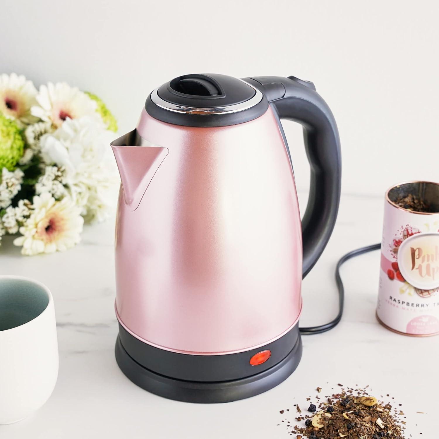 Hervidor Eléctrico de Té Pinky Up Parker 1.65L Acero Inoxidable Oro Rosa