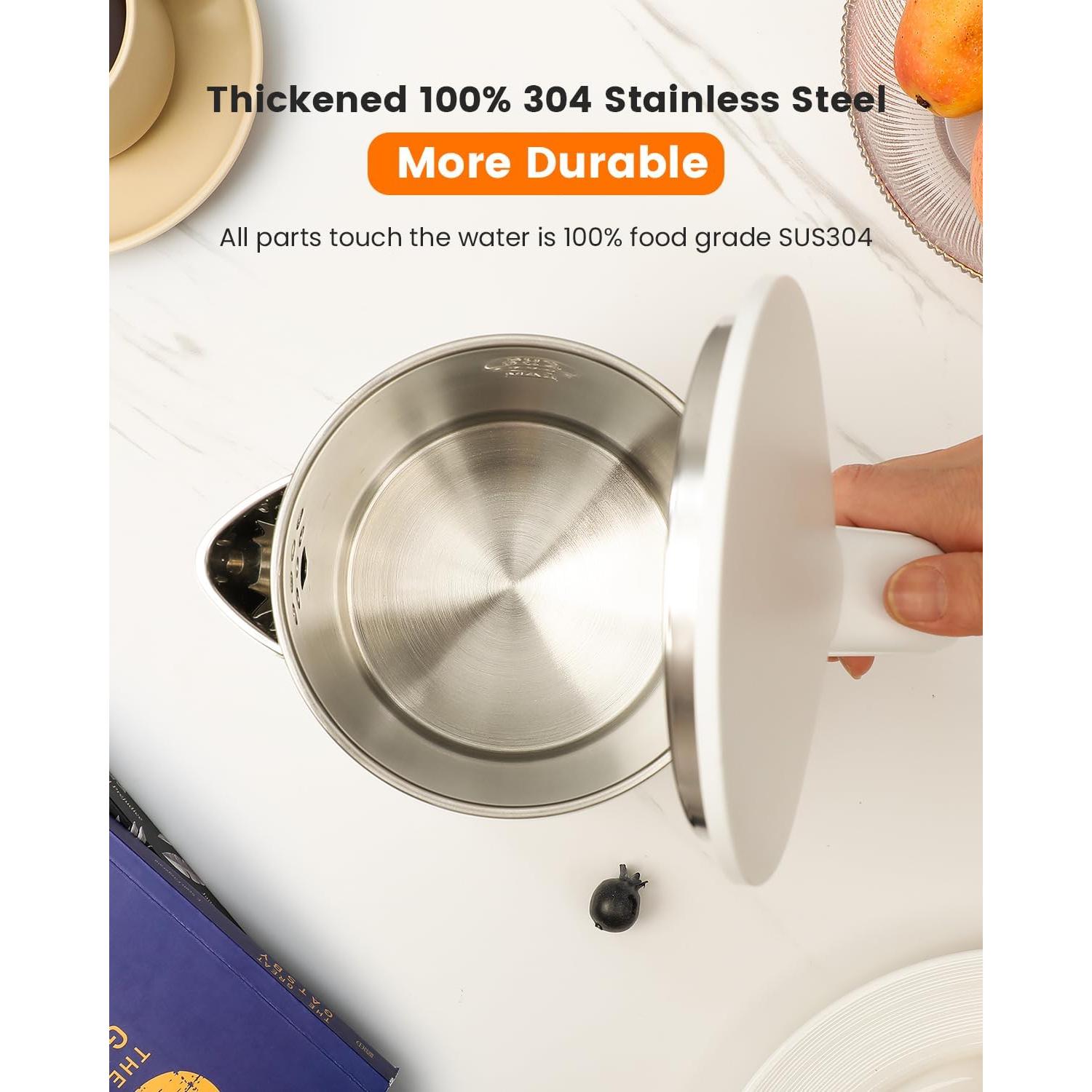 Hervidor Eléctrico WTJMOV 1.0L Acero Inoxidable 1200W Doble Pared