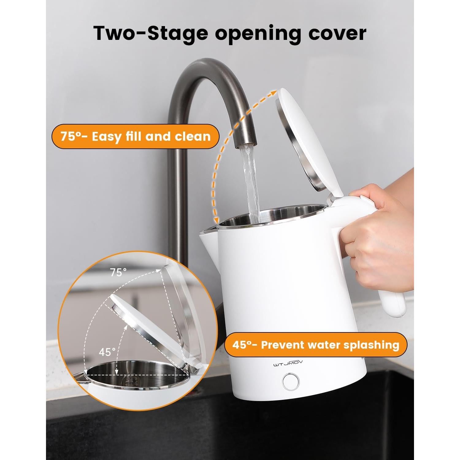 Hervidor Eléctrico WTJMOV 1.0L Acero Inoxidable 1200W Doble Pared