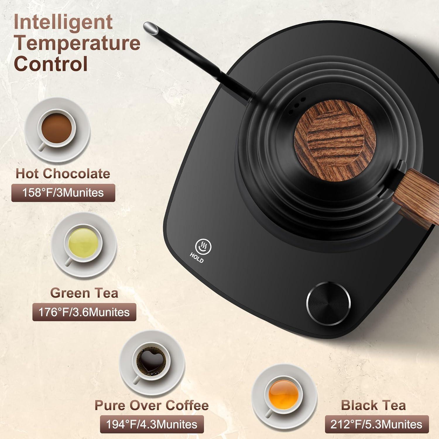 Hervidor Eléctrico de Cuello de Cisne kwkwoice 0.9L 1000W Negro