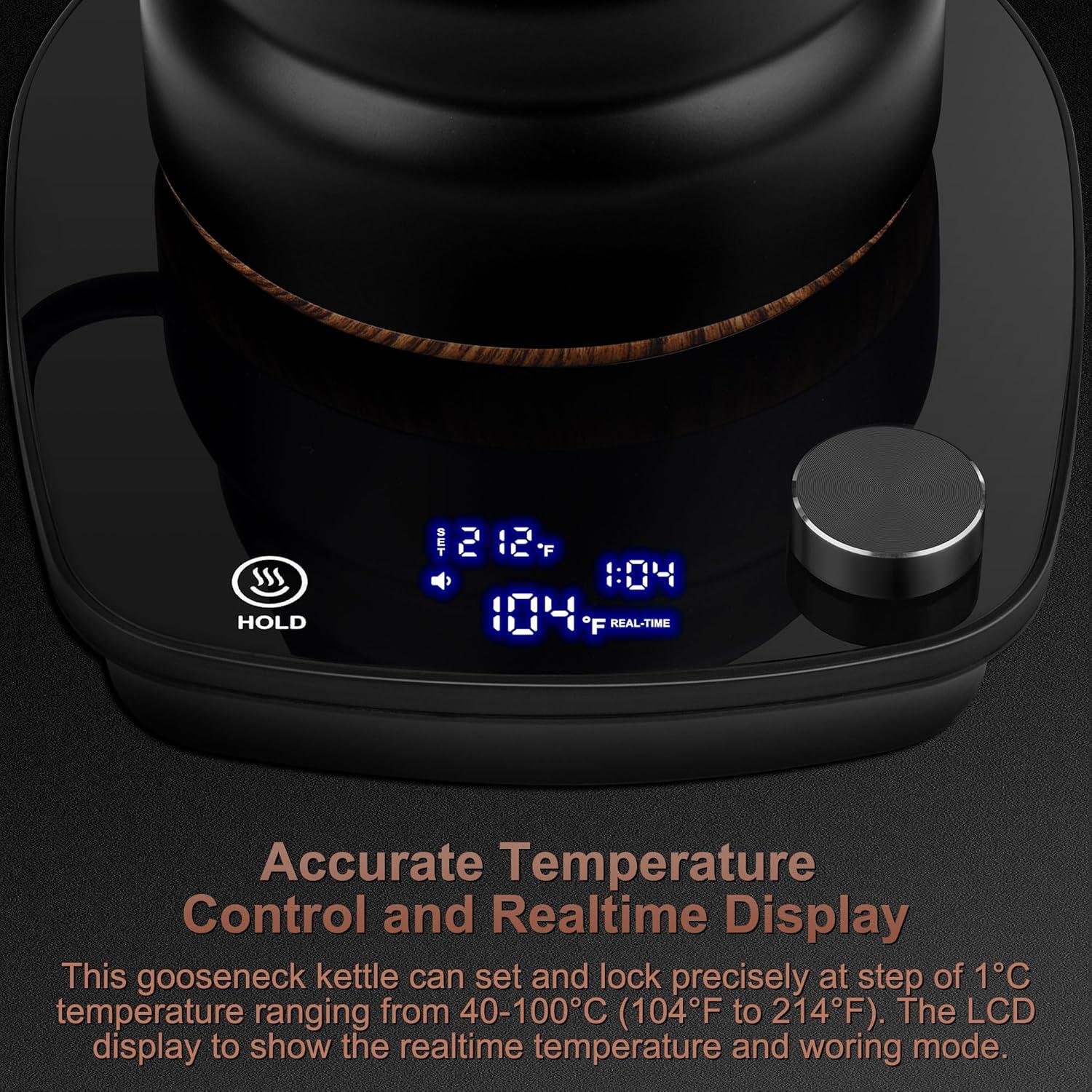 Hervidor Eléctrico de Cuello de Cisne kwkwoice 0.9L 1000W Negro