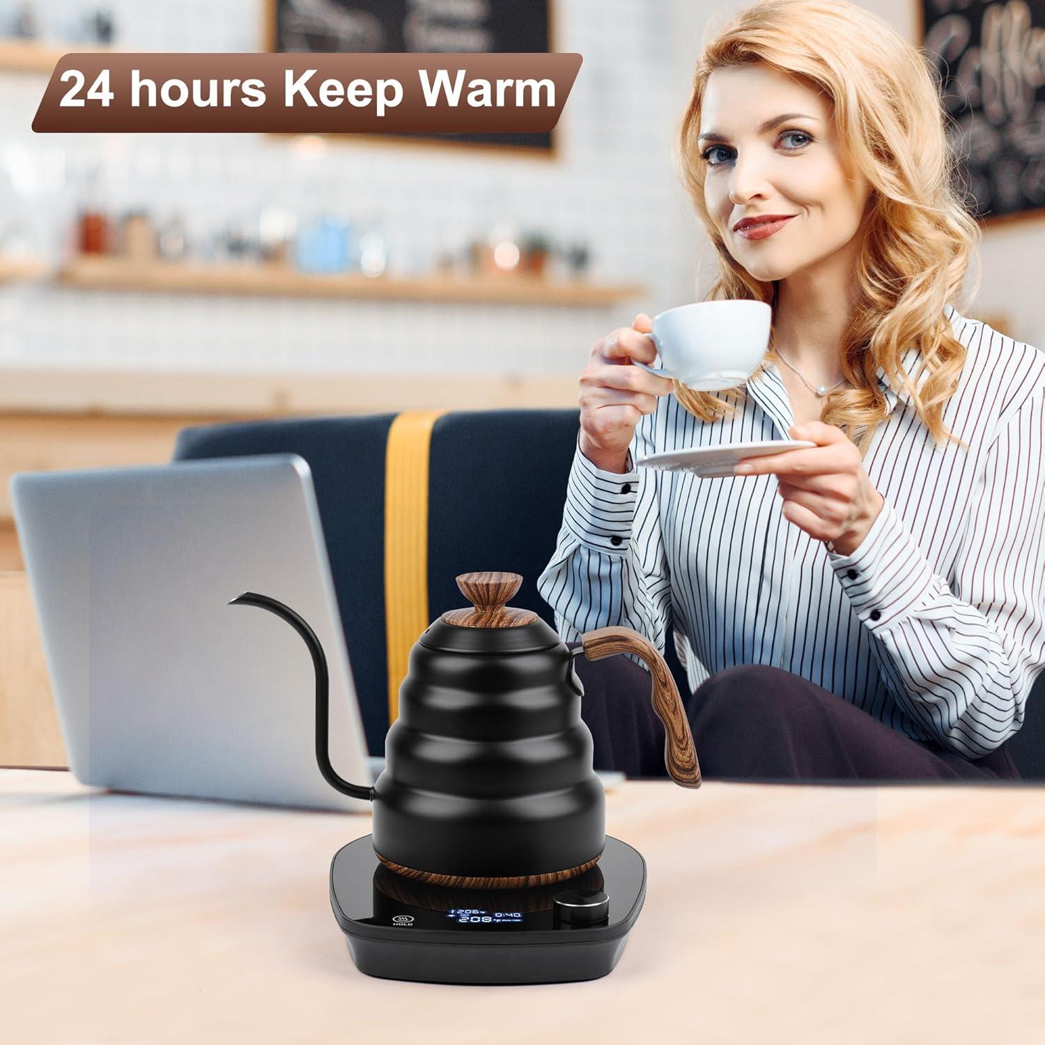 Hervidor Eléctrico de Cuello de Cisne kwkwoice 0.9L 1000W Negro