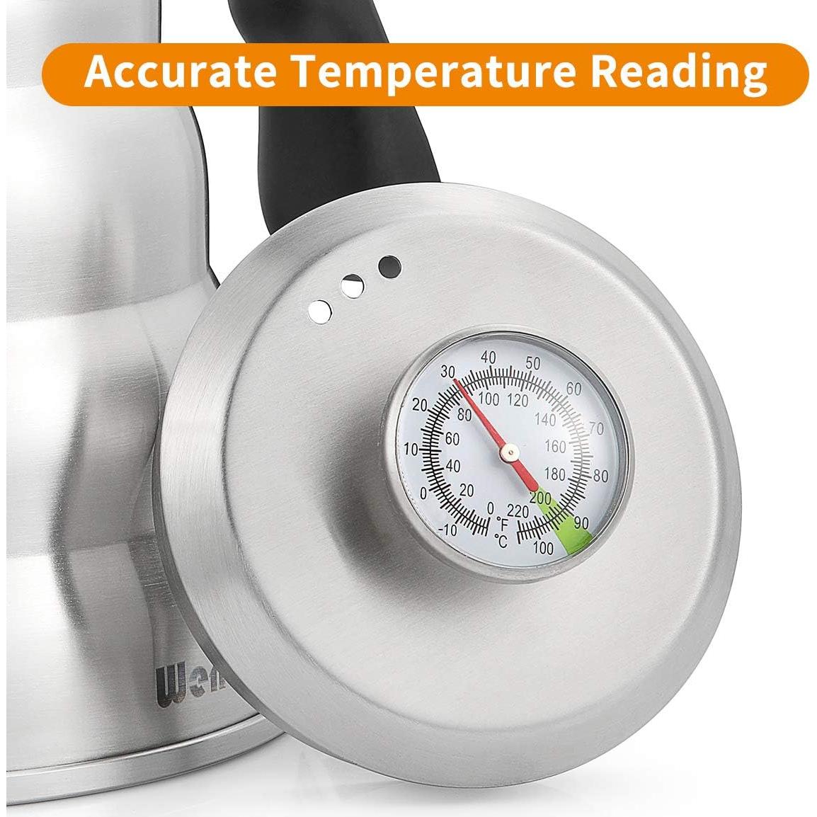 Tetera de Válvula WENEGG 1.2L con Termómetro Acero Inoxidable