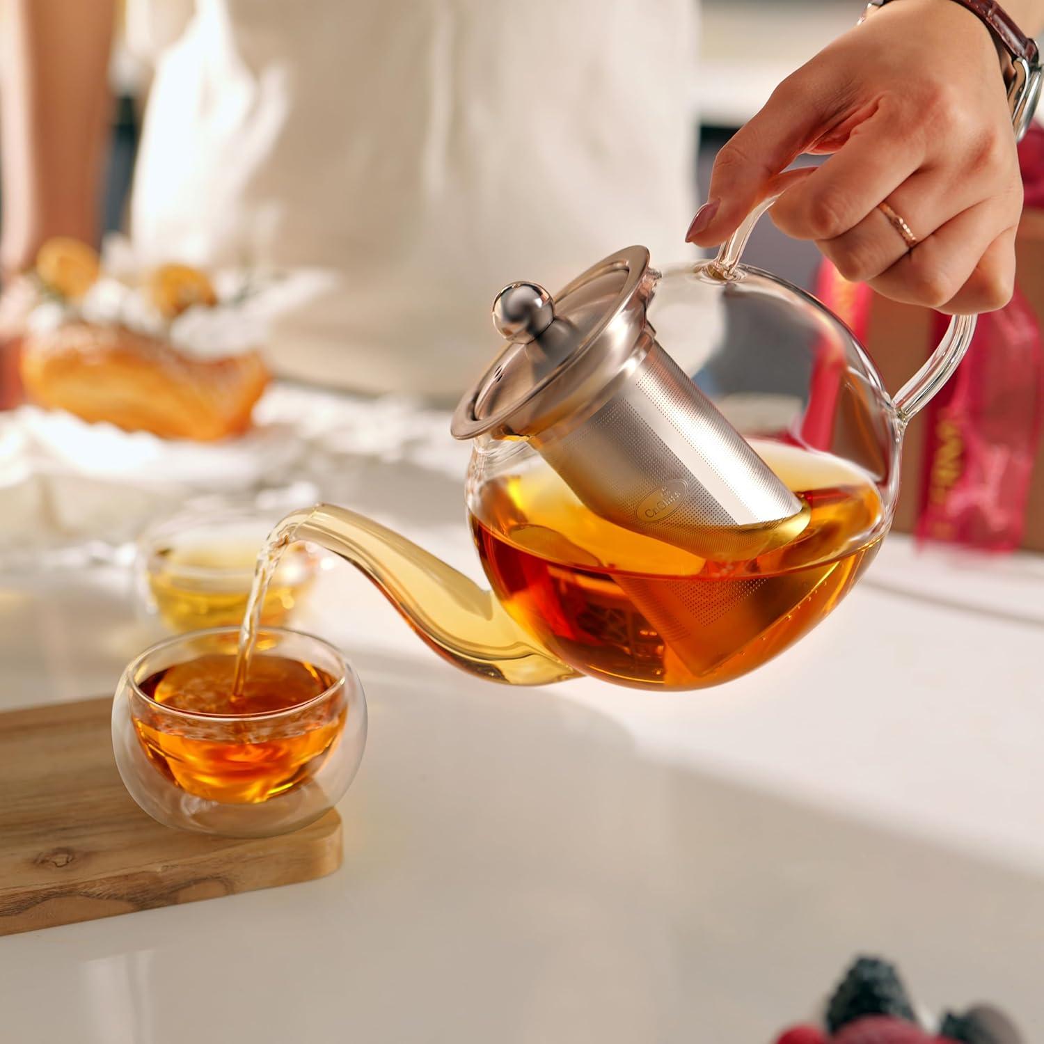 Tetera de Vidrio CNGLASS 1200ml con Infusor Removible