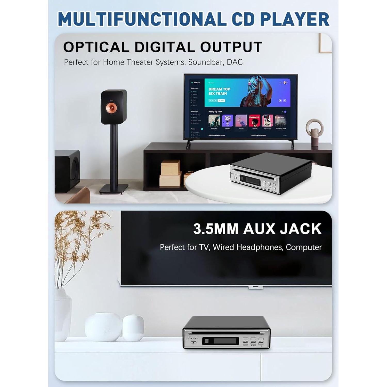 Reproductor de CD HiFi Tovlroy CDA-A6 con Bluetooth y USB