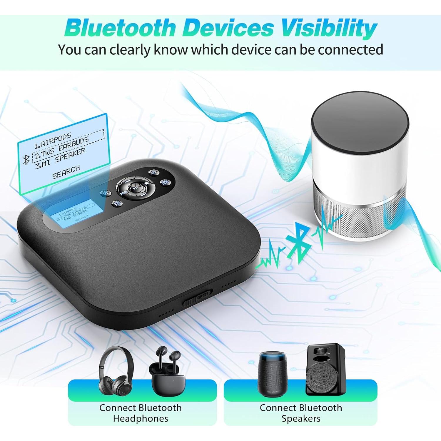 Reproductor de CD Portátil Desobry CD022 Bluetooth 5.1 Antigolpes