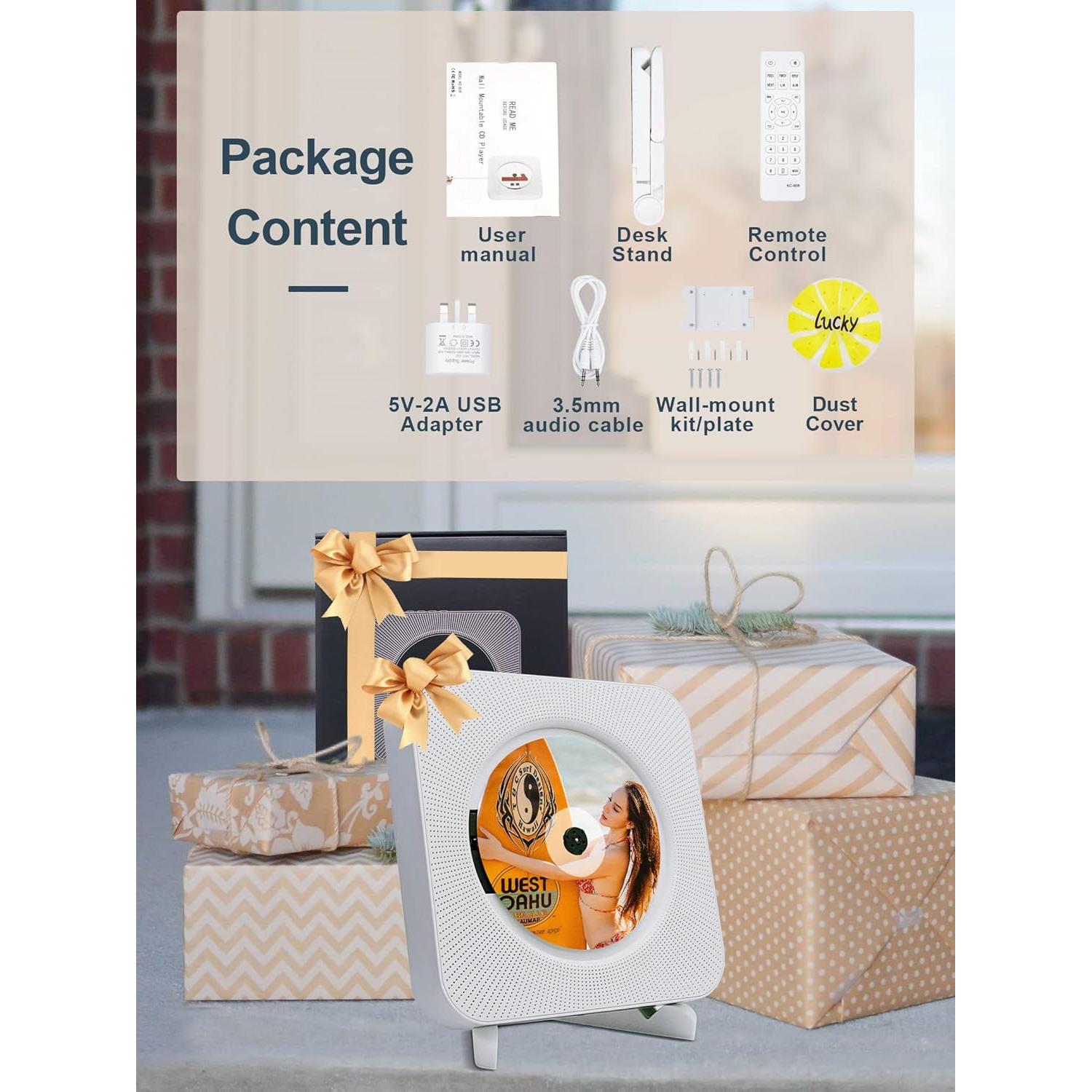 Reproductor de CD Montado en Pared Homlab CD1-001 Bluetooth