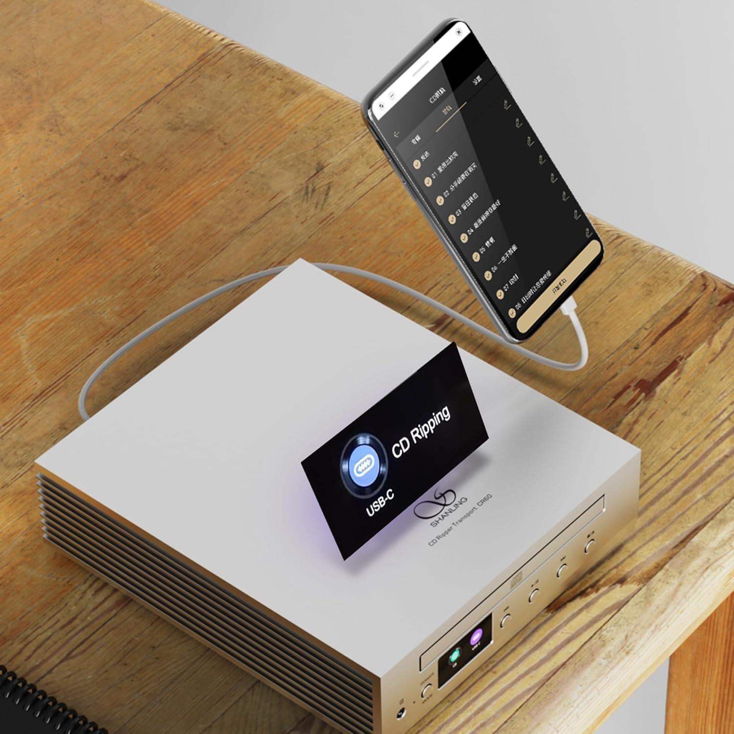 Transporte Digital Ripper de CD Shanling CR60 Plata - USB y Óptico