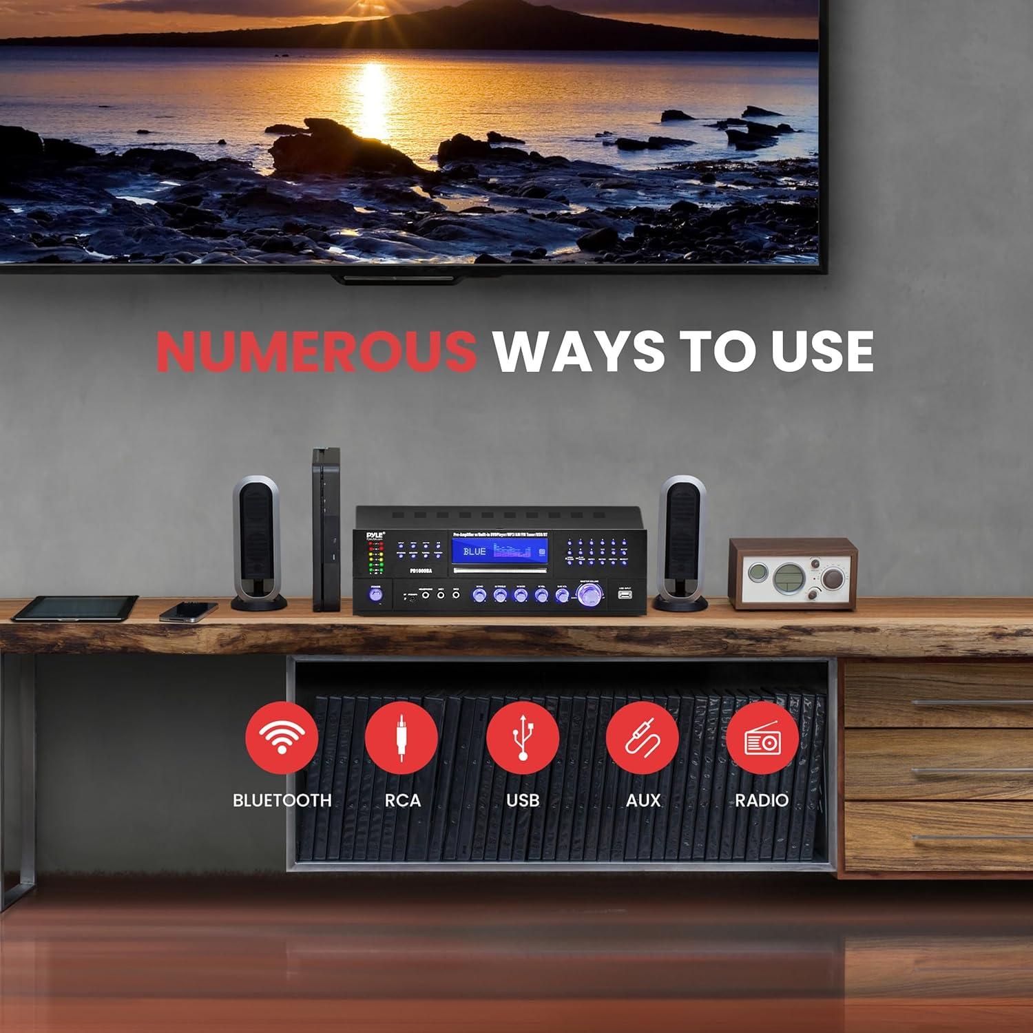 Amplificador de Potencia Inalámbrico Pyle PD1000BA - 1000W 4 Canales