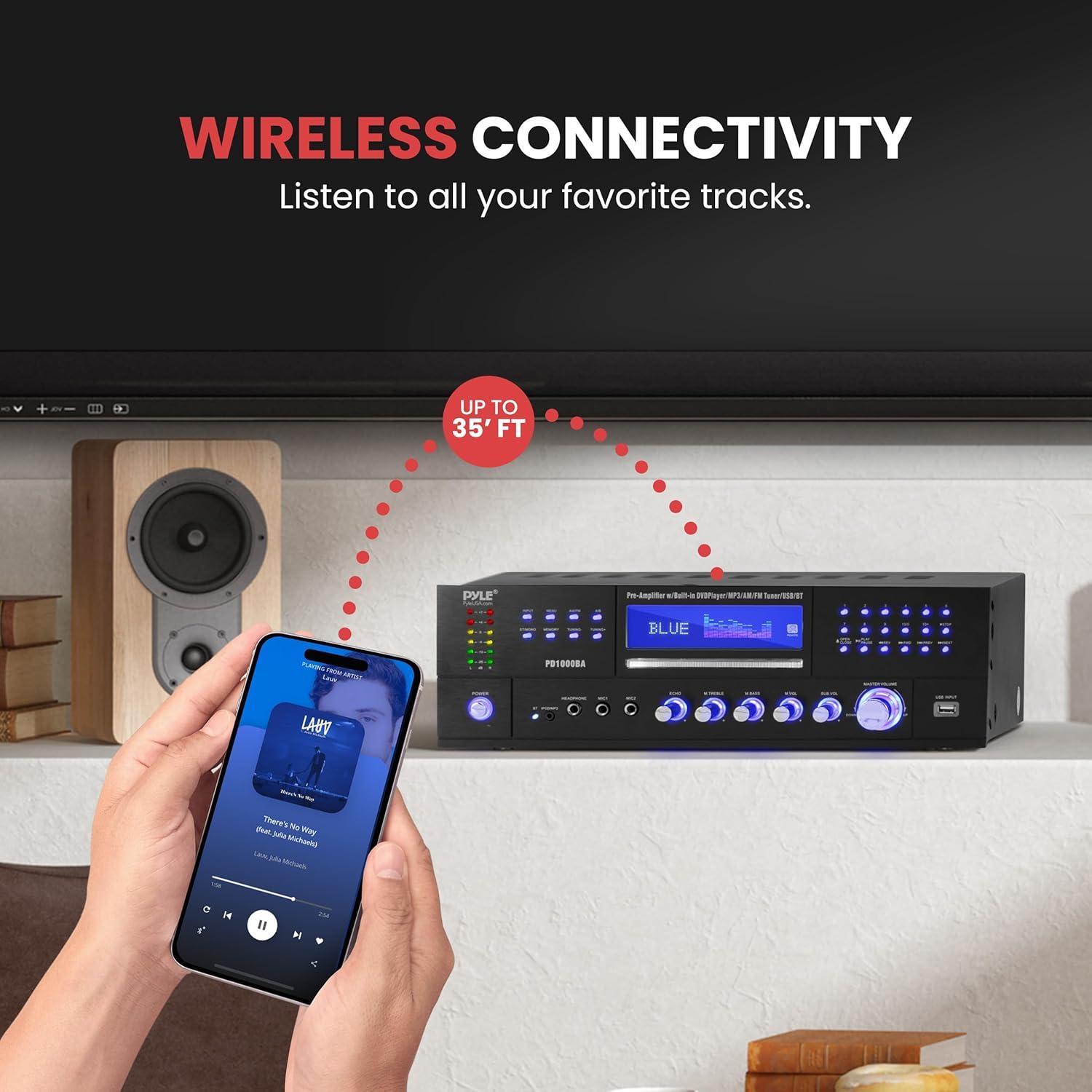 Amplificador de Potencia Inalámbrico Pyle PD1000BA - 1000W 4 Canales