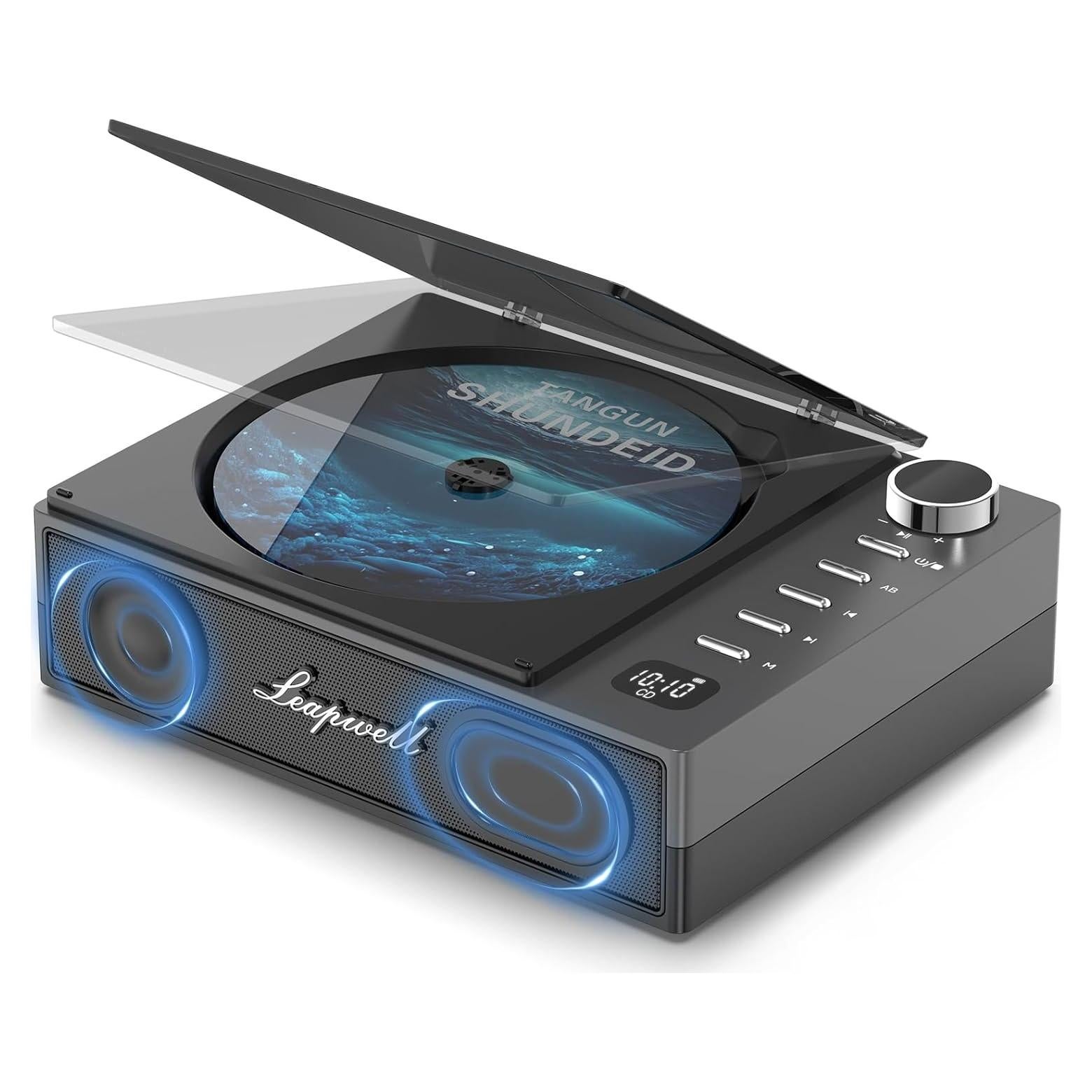 Reproductor de CD Portátil Leapwell Bluetooth USB FM Negro