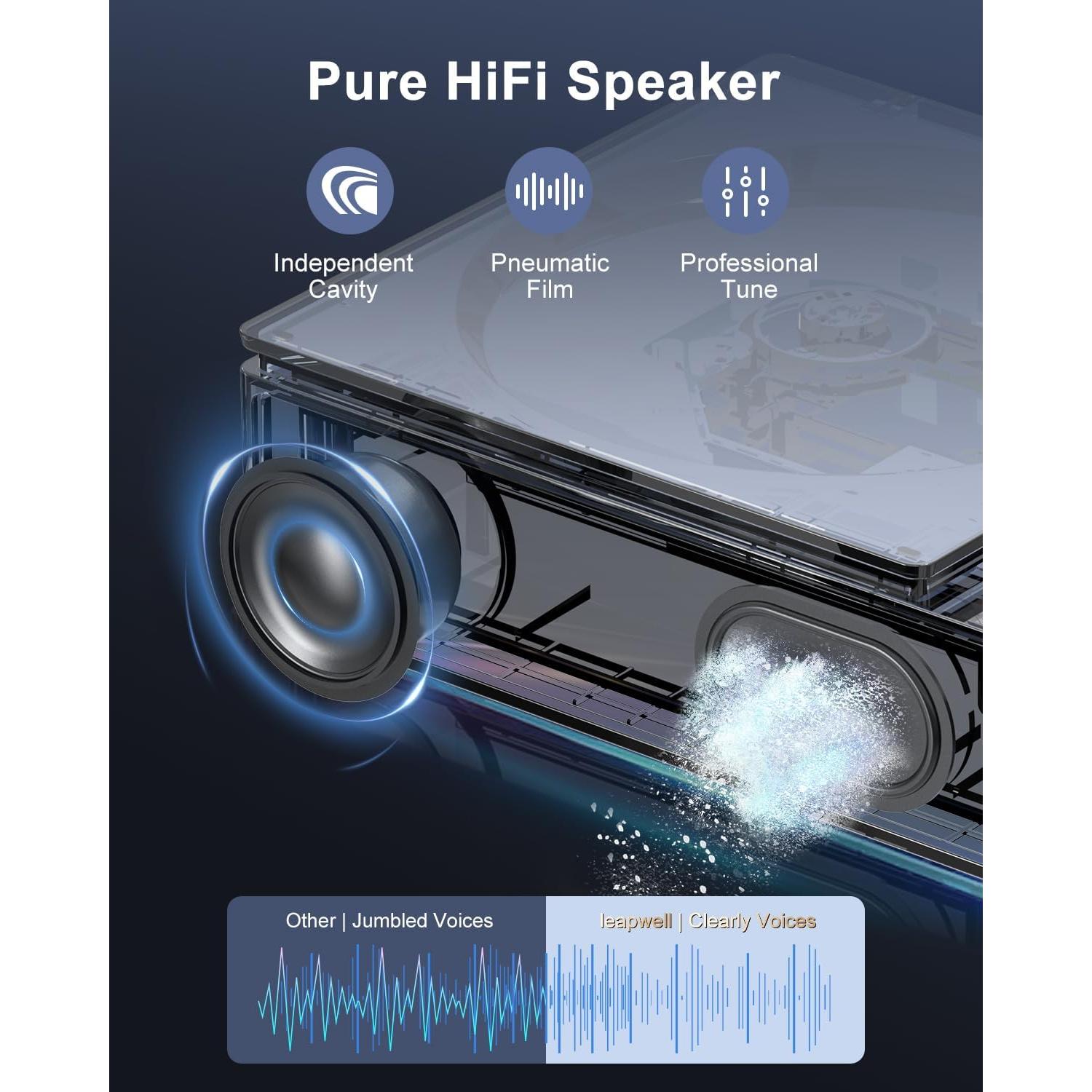 Reproductor de CD Portátil Leapwell Bluetooth USB FM Negro