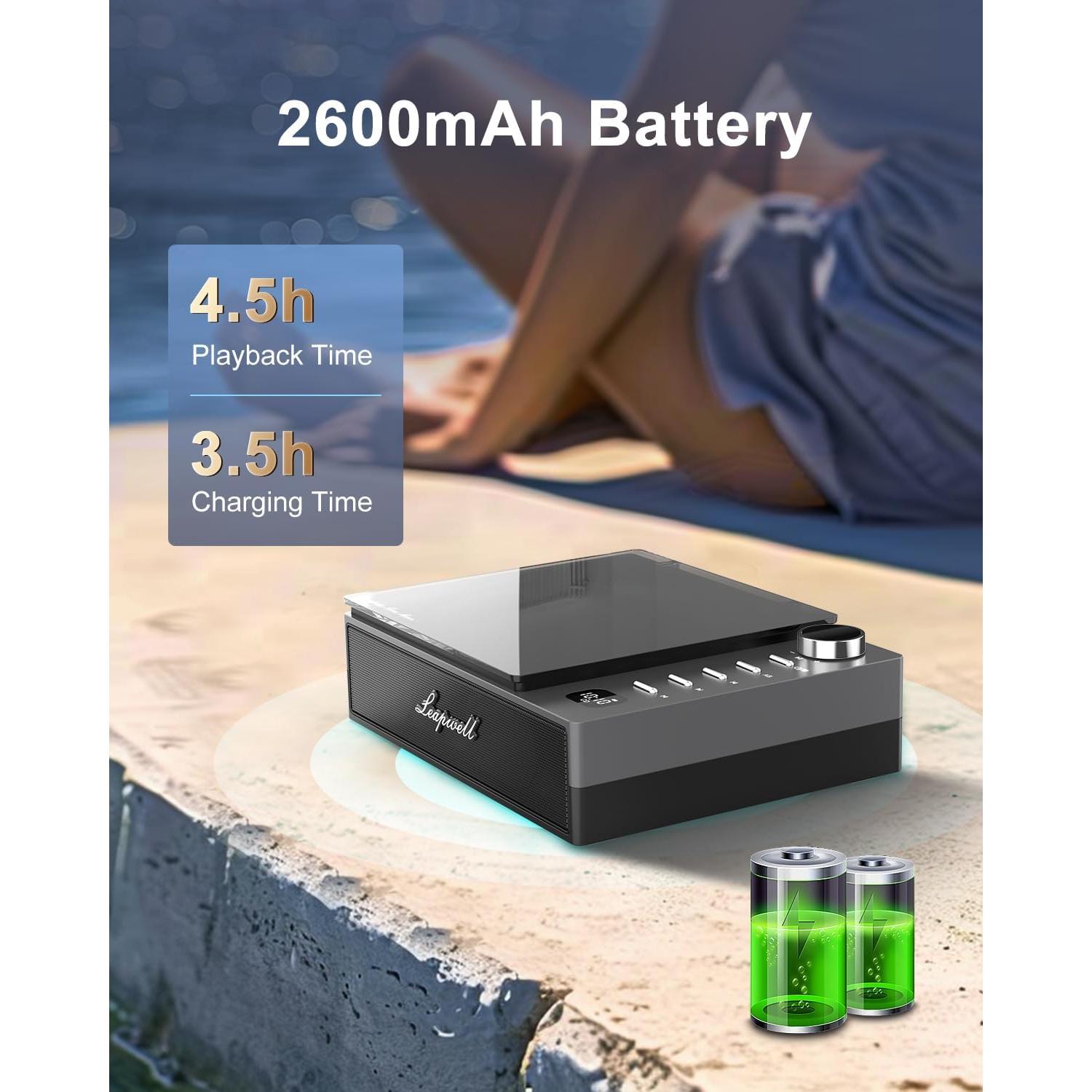 Reproductor de CD Portátil Leapwell Bluetooth USB FM Negro