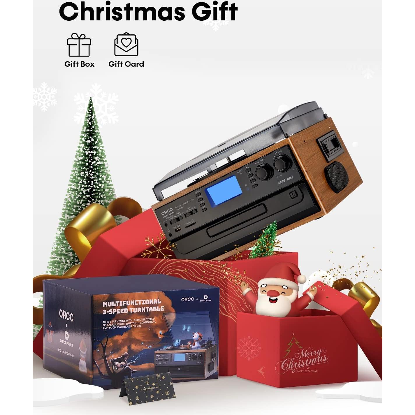 Tocadiscos de Vinilo 10-en-1 ORCC con Bluetooth y Altavoces