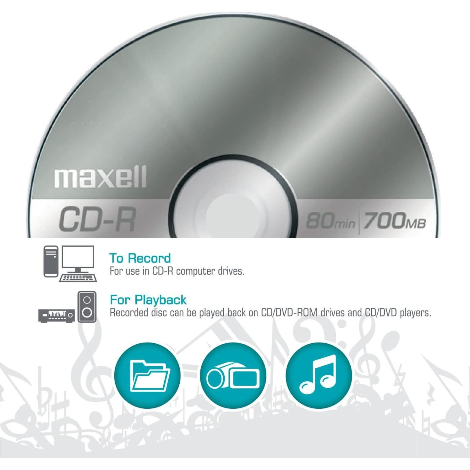 CDs Grabables Maxell 648200 - 100 Discos 700MB 80 Minutos