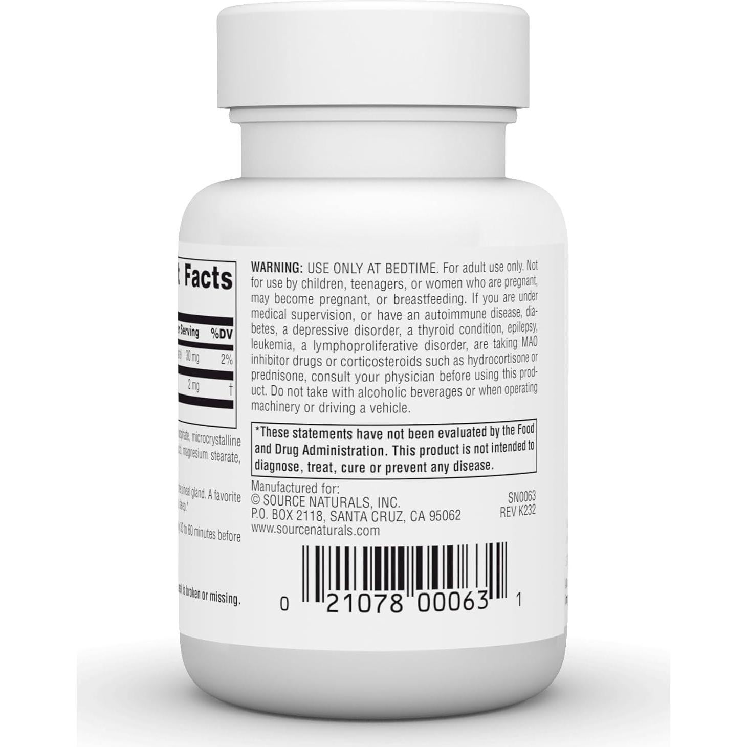 Melatonina 2 mg Source Naturals - 120 Tabletas Prolongadas