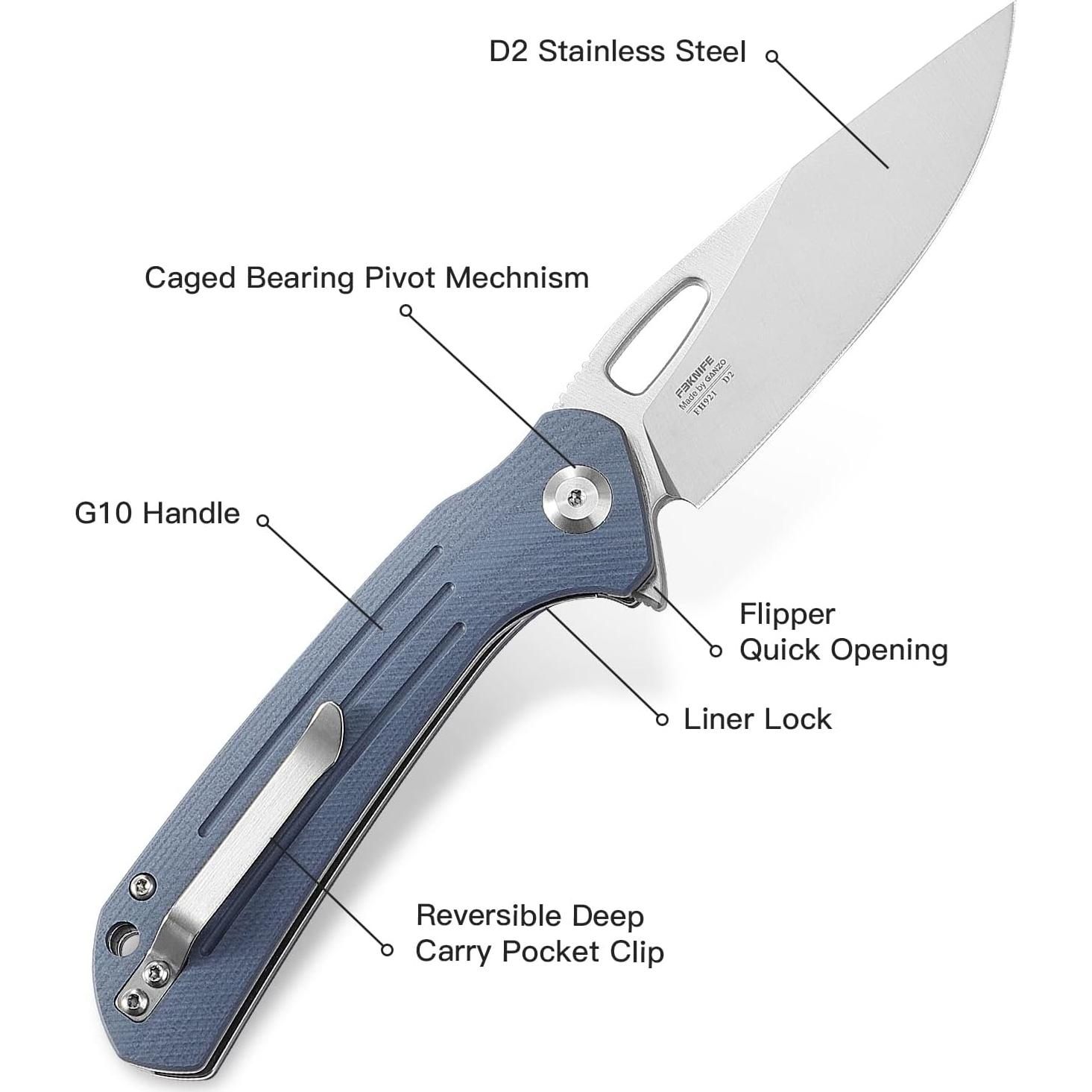 Cuchillo de bolsillo Firebird FH921-GY acero D2 plegable gris