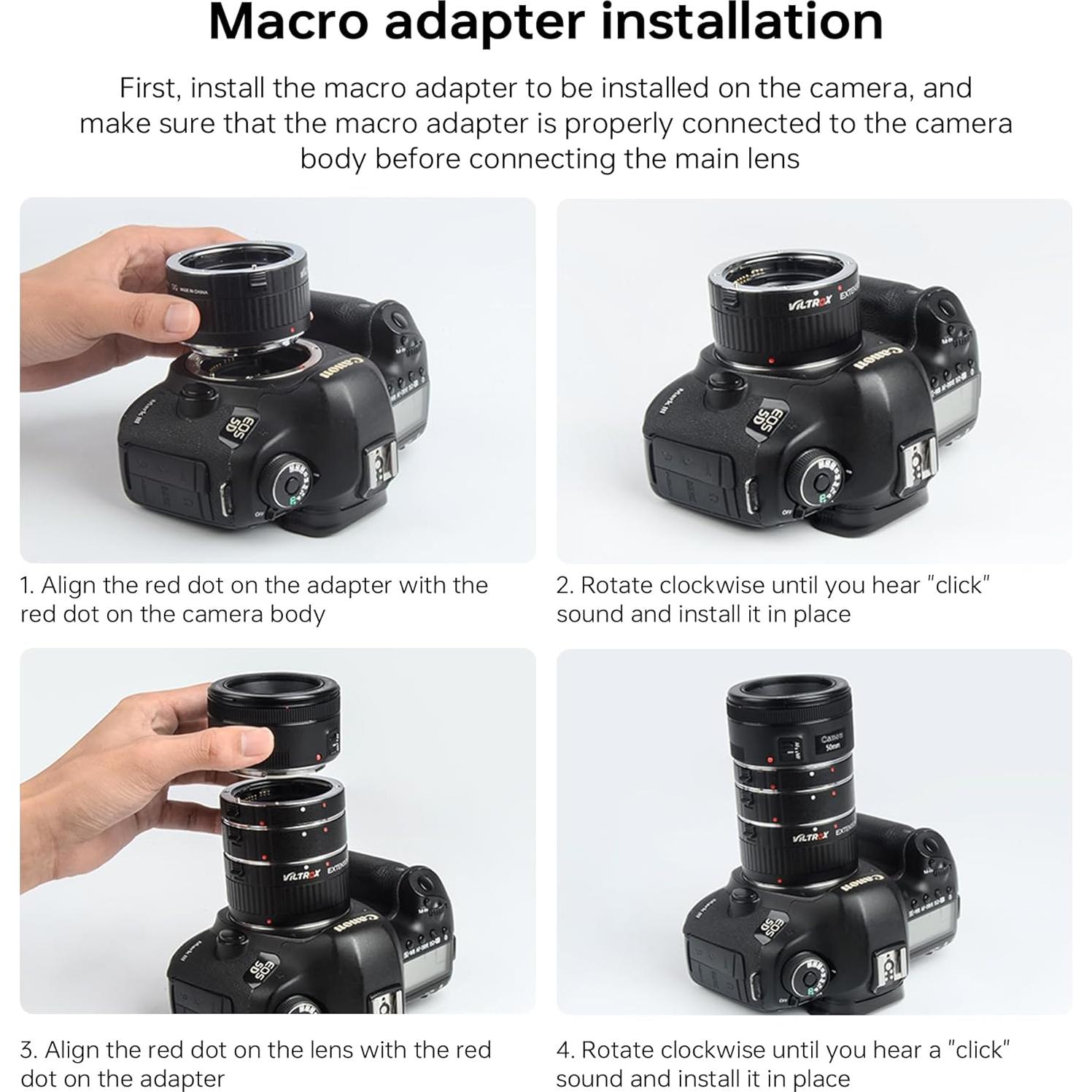 Anillo Adaptador VILTROX DG-C Tubos de Extensión Macro Canon