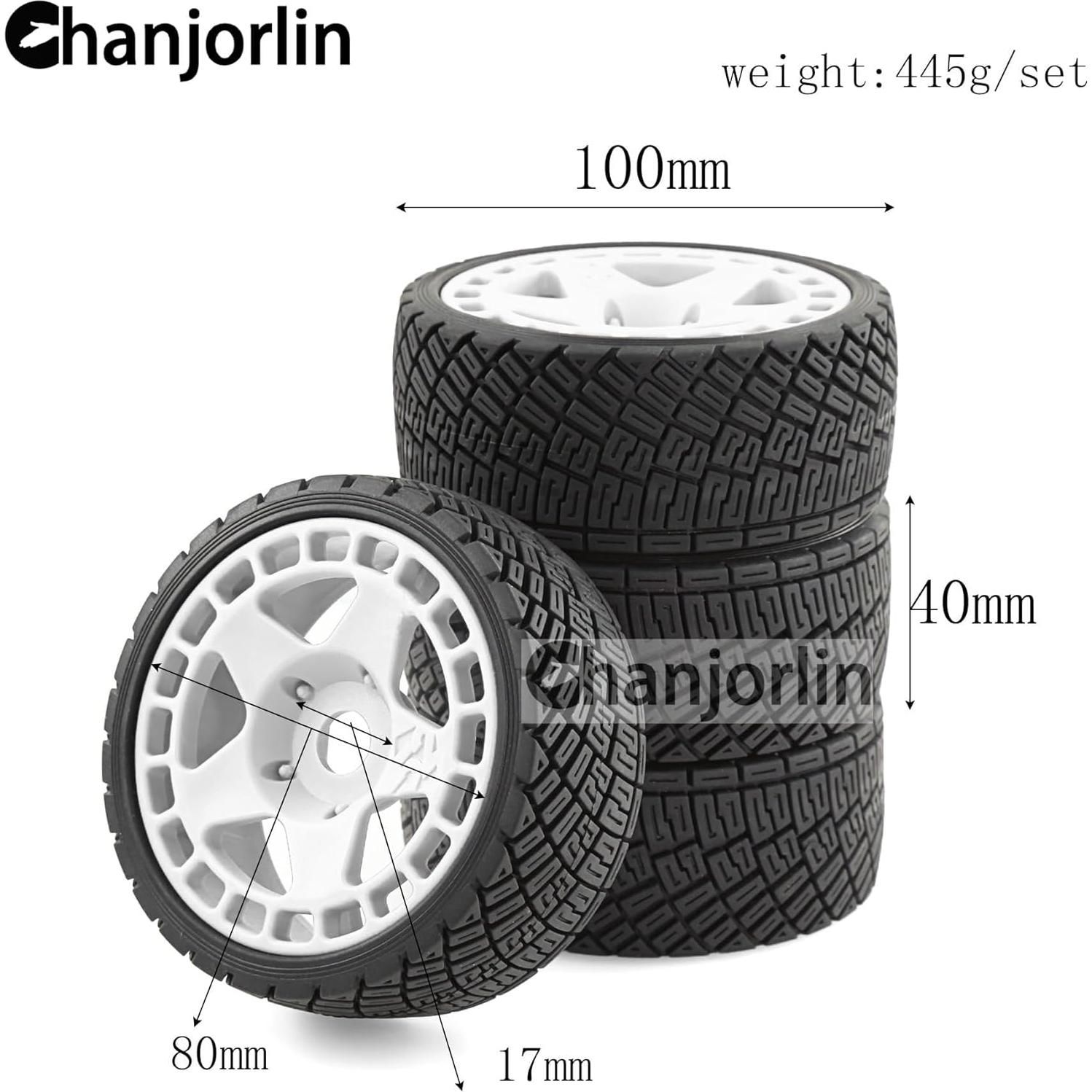 Neumáticos y Ruedas RC 1:8 Chanjorlin 17mm Hex Negro 4Pcs