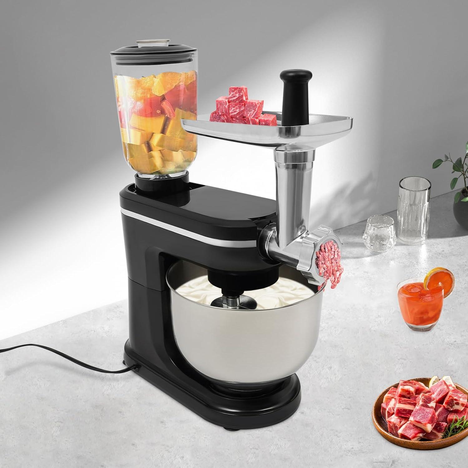 Batidora de pie multifuncional 700W 6.34L 6 velocidades negra