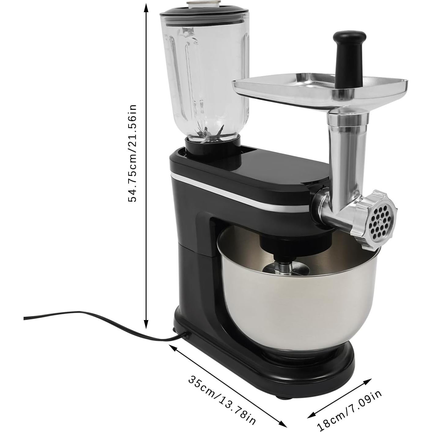 Batidora de pie multifuncional 700W 6.34L 6 velocidades negra
