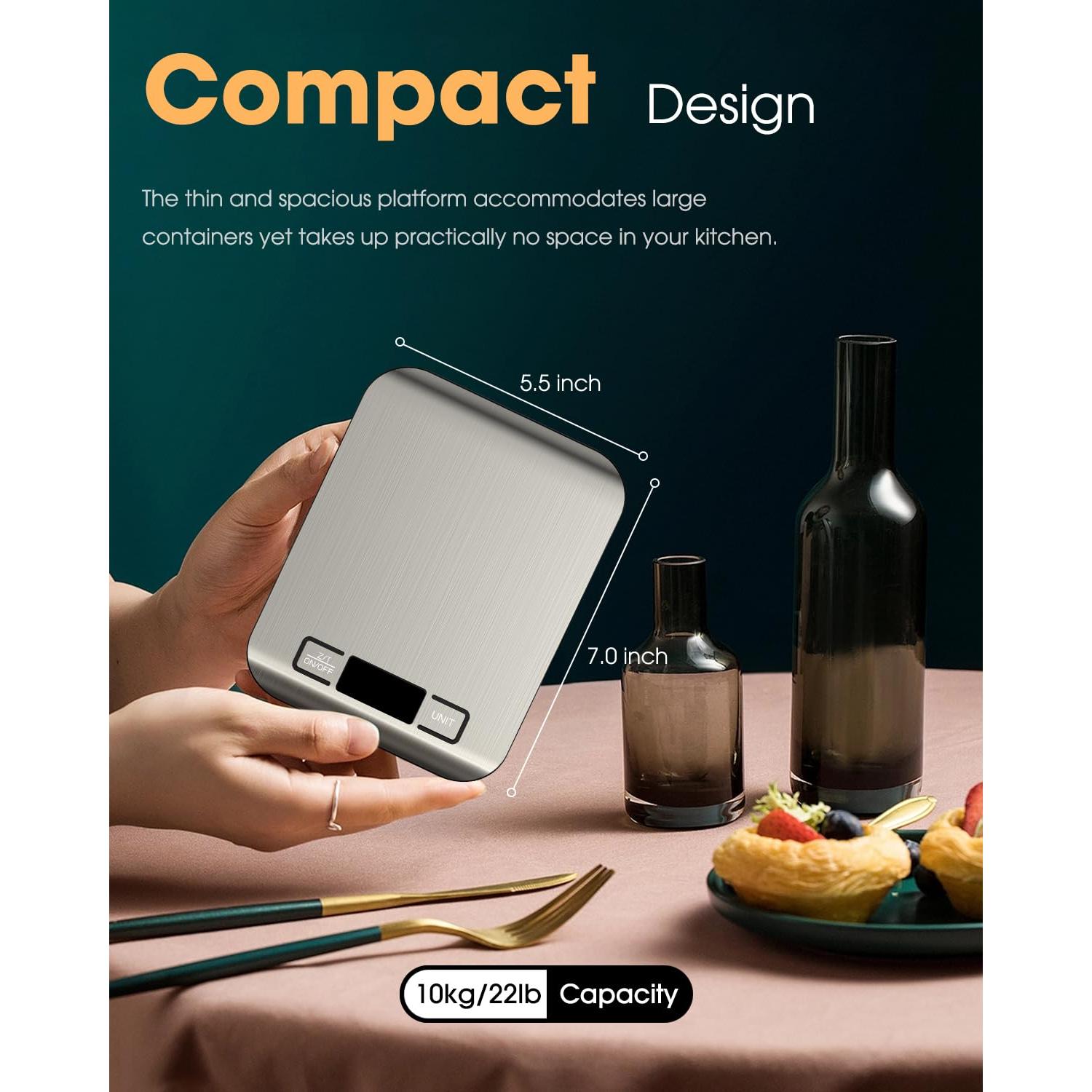 Balanza de Cocina Digital Mik-Nana 10 kg Plata LCD 6 Unidades