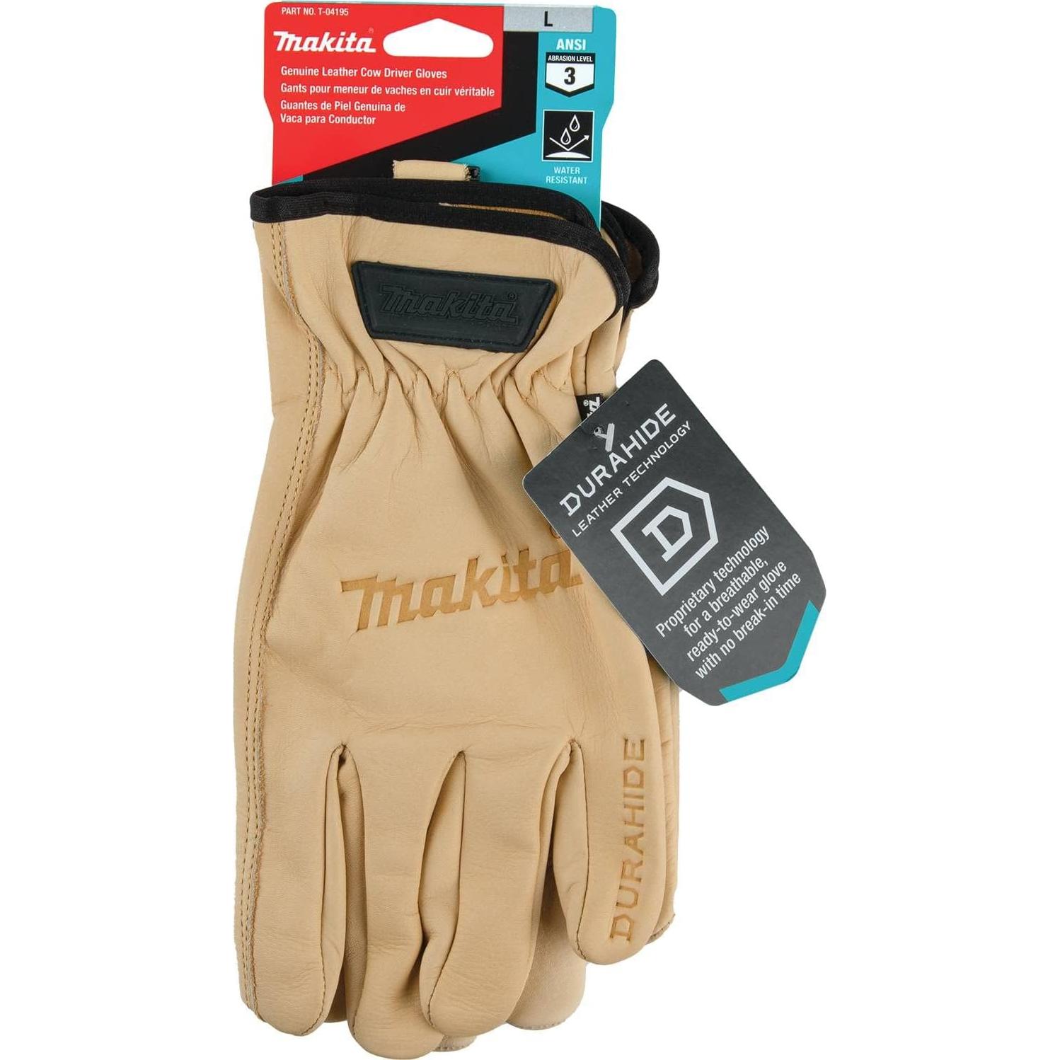 Guantes de Conductor de Cuero Genuino Makita T-04195 Grande