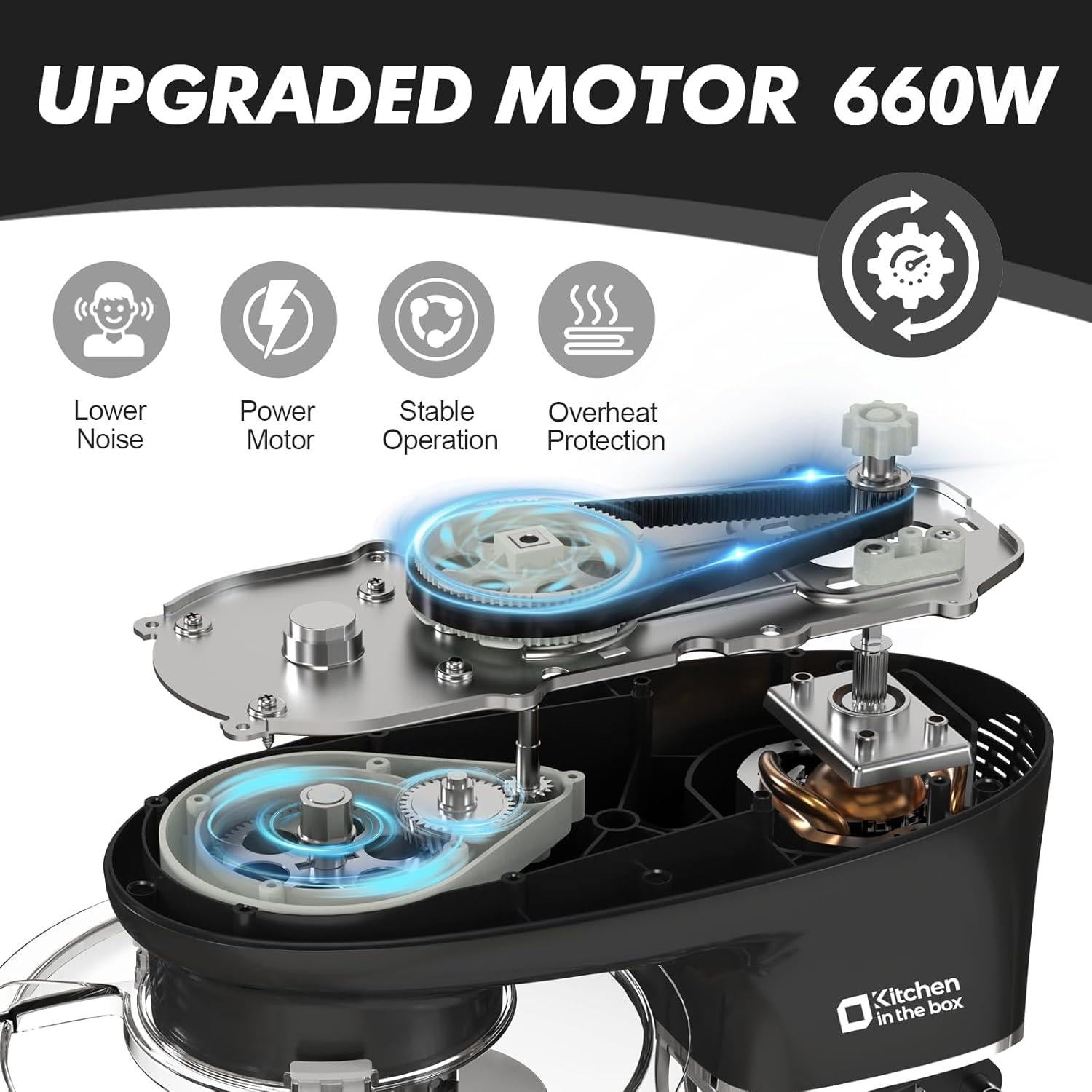 Batidora de pie Kitchen in the Box KSM62 6.5L 660W Negra