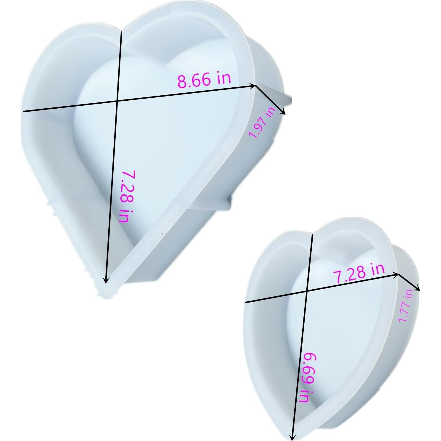 Moldes de Silicona Corazón AOEDEO 2 Pcs 21.8cm y 18.3cm
