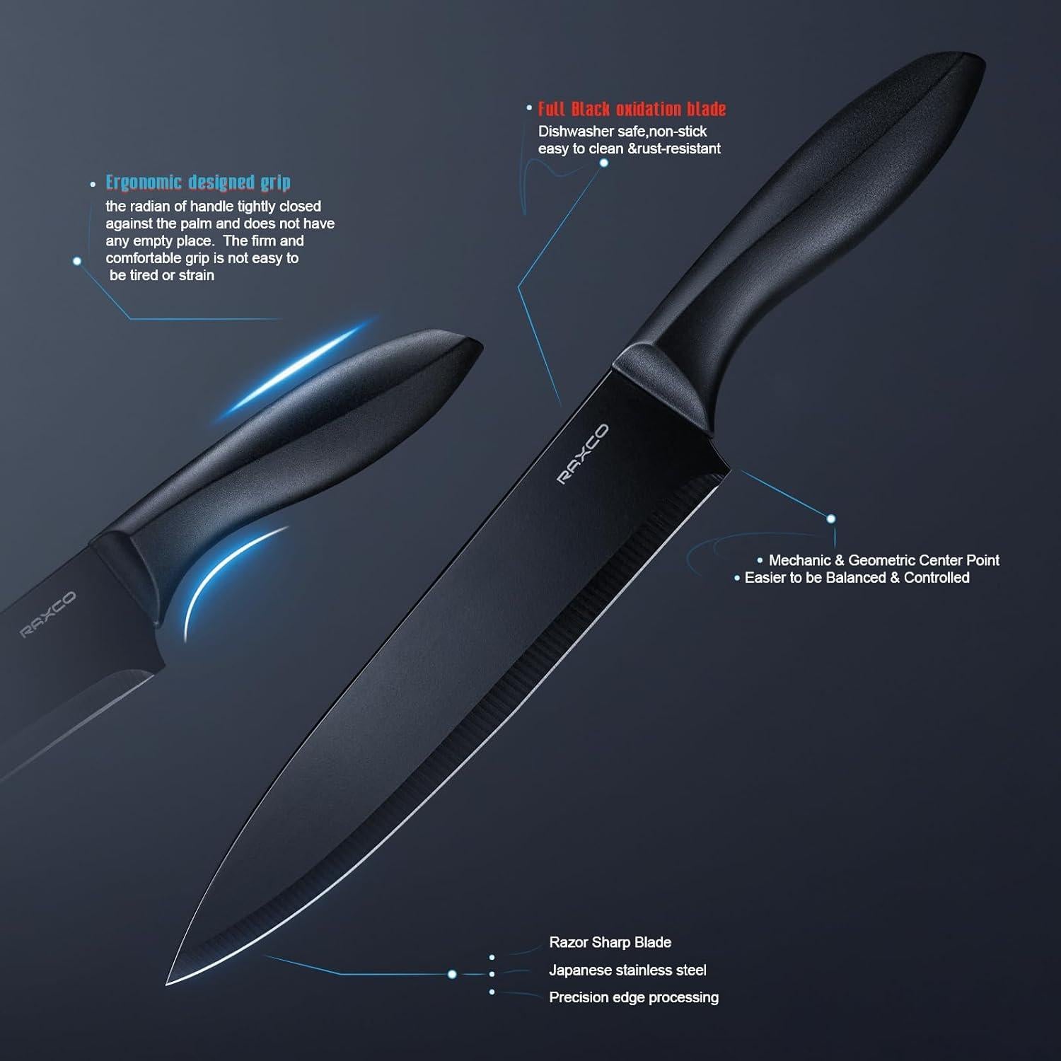 Juego de Utensilios de Cocina RAXCO 18 Piezas con Cuchillos y Soporte