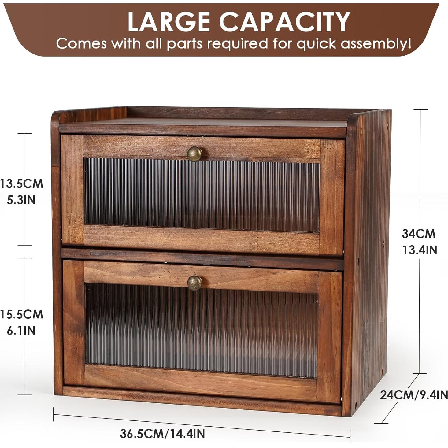 Caja de Pan de Madera Sunhoo 2 Capas 36.6x23.9x34cm Marrón